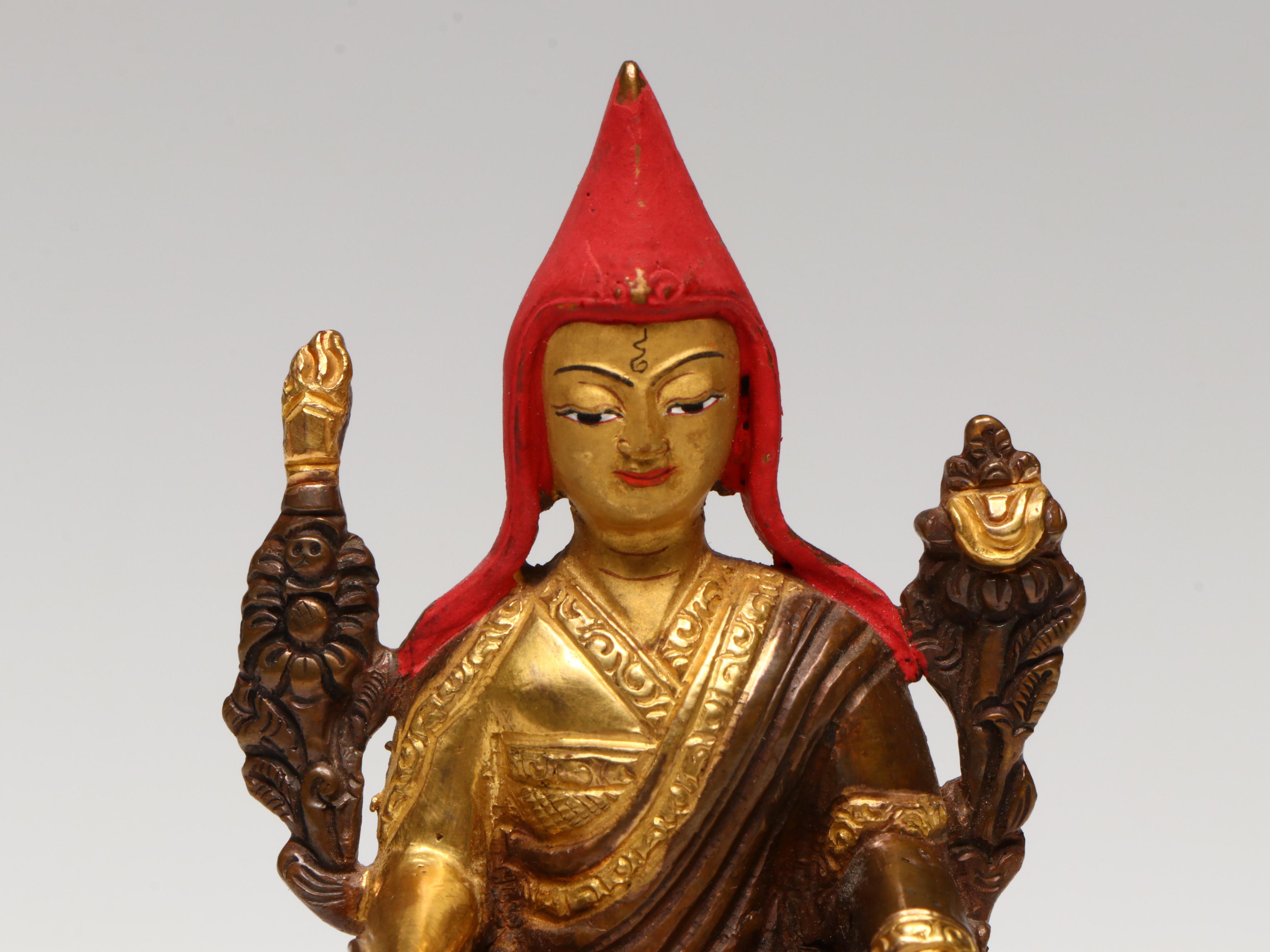 Sino Tibetan Cast Bronze Seated Monk or High Priest, 19th Century