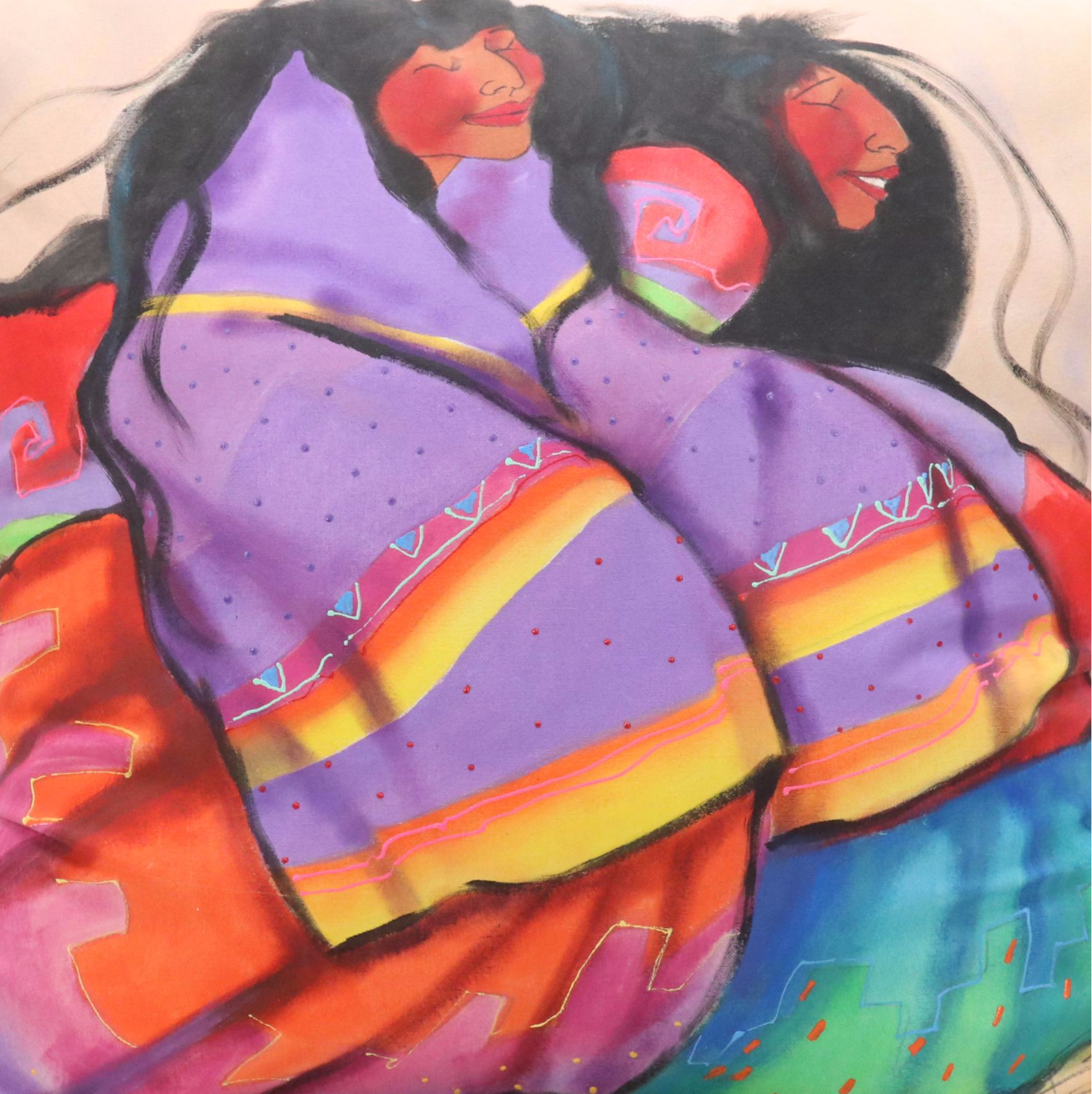 Southwest Painted Figures on Pillow, 2002