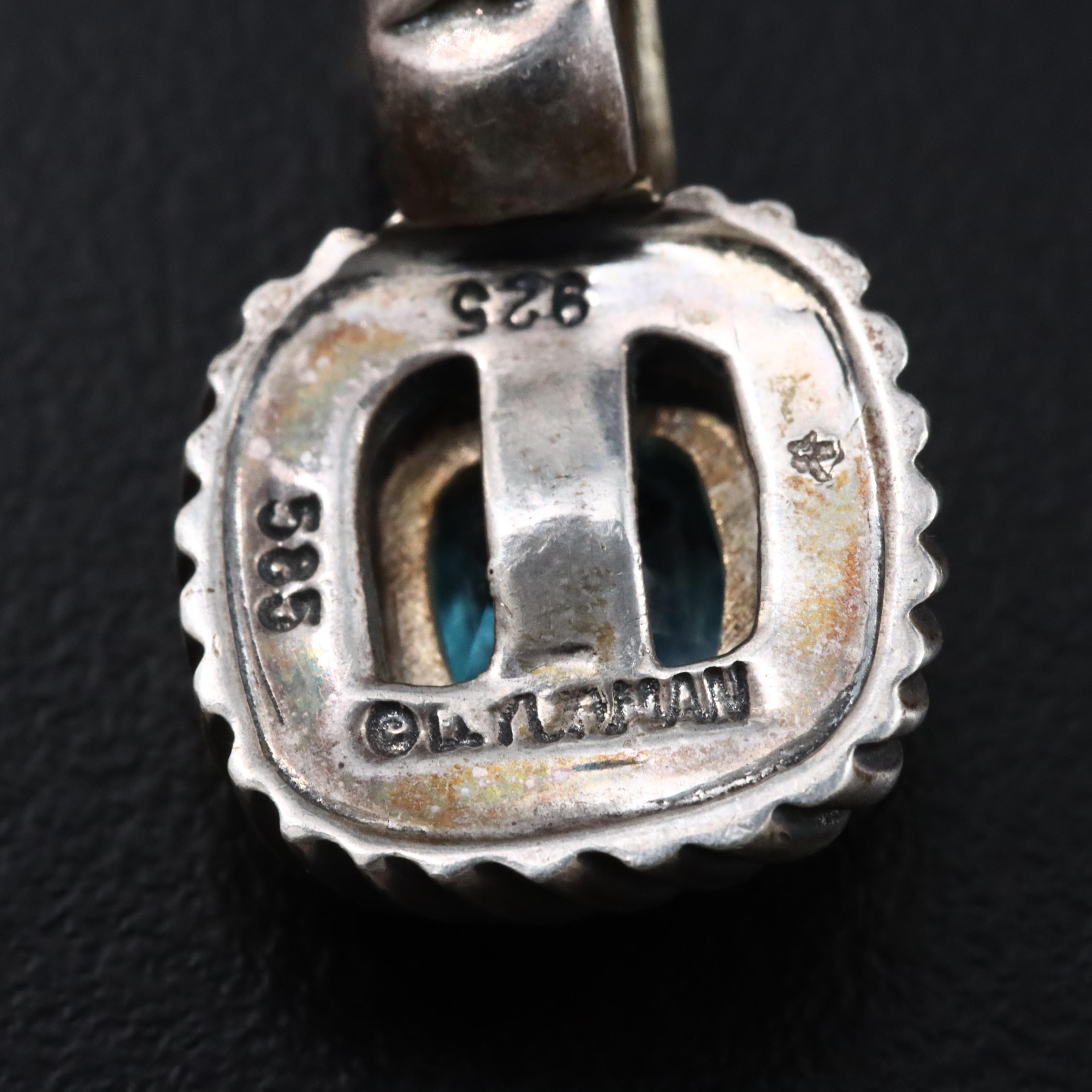 David Yurman Sterling, 14K and Blue Topaz Enhancer Pendant