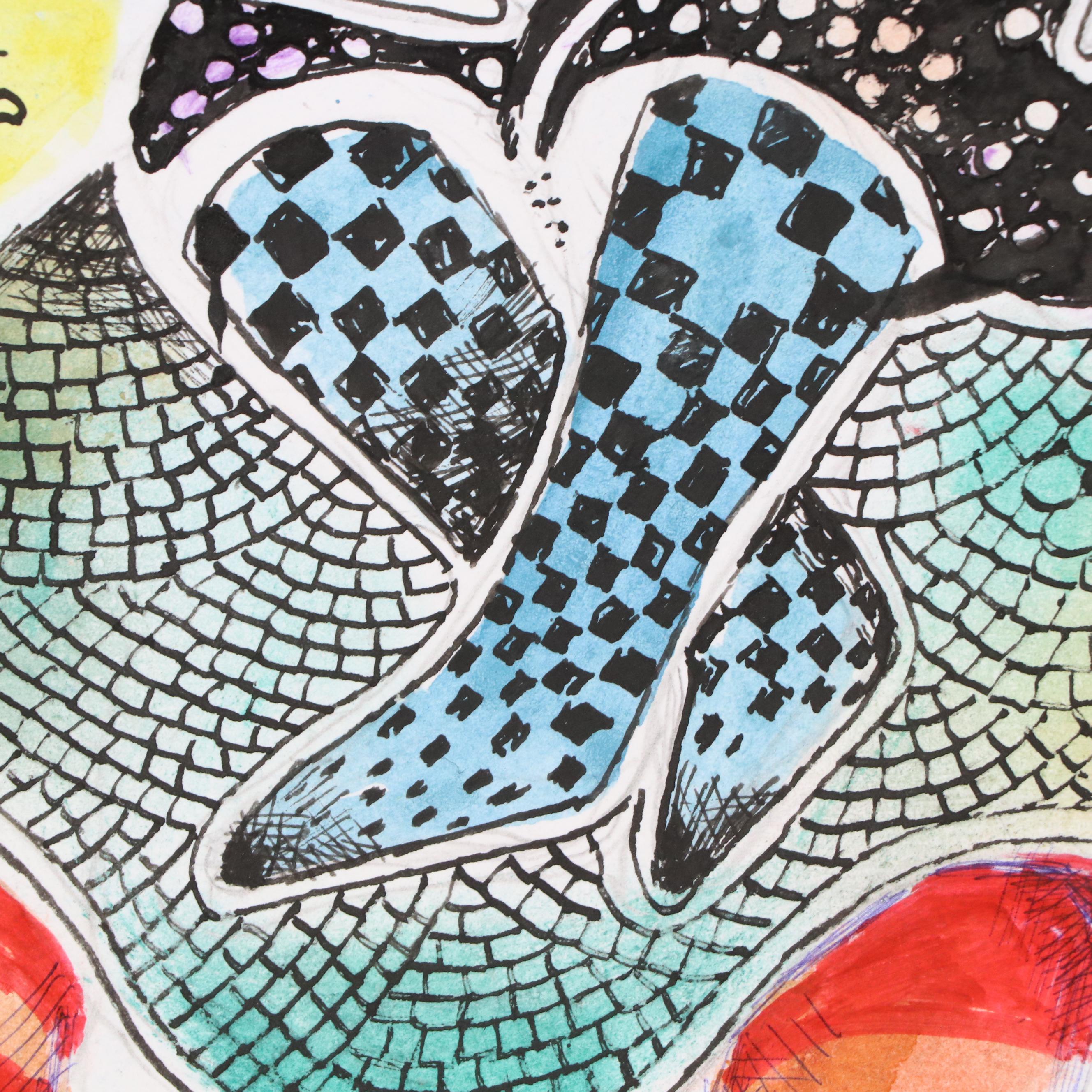 Nikolay "Kuk" Manuylov Figural Surrealist Mixed Media Drawing, 2013