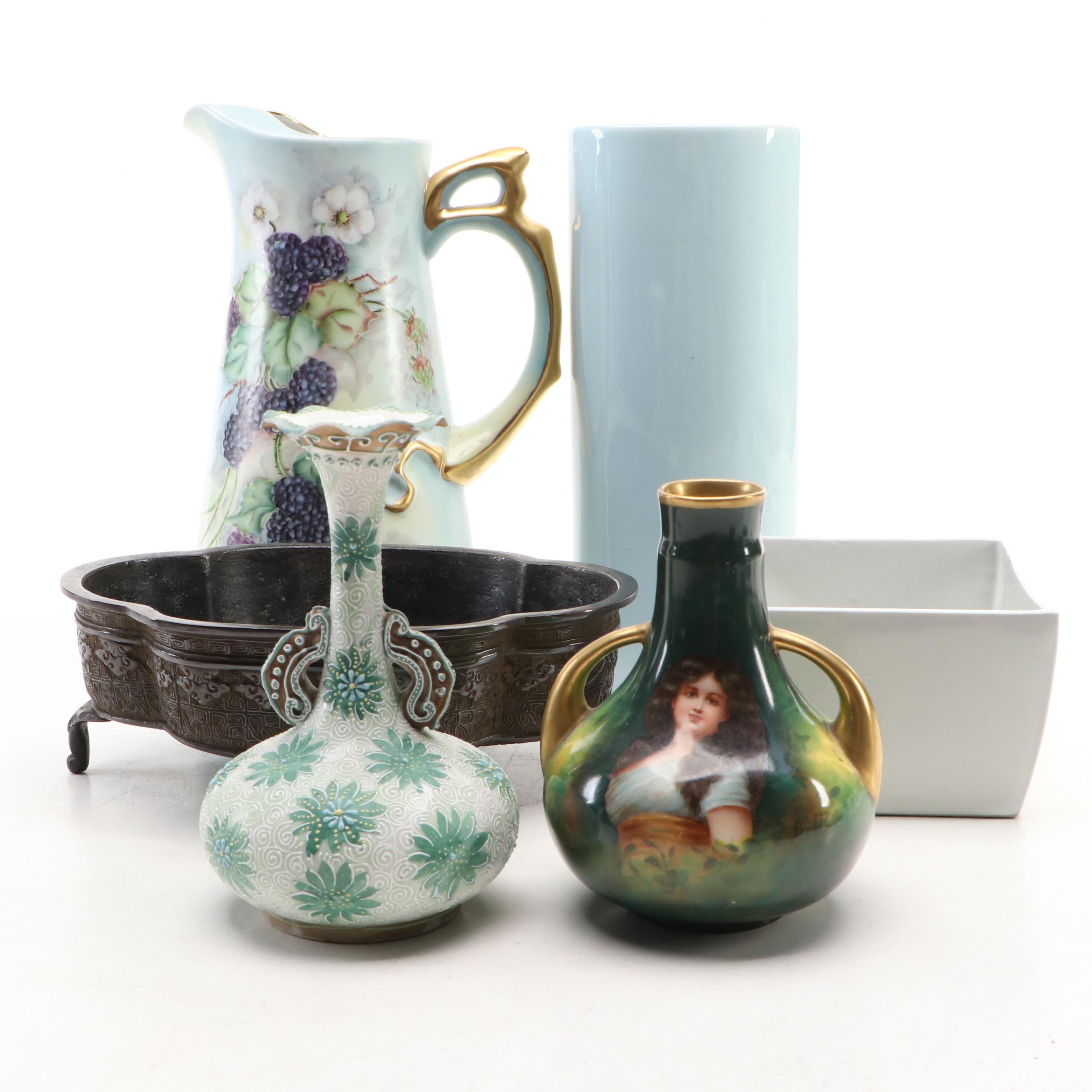 Royal Schwarzburg Porcelain Portrait Vase with Victorian Style and Other Decor