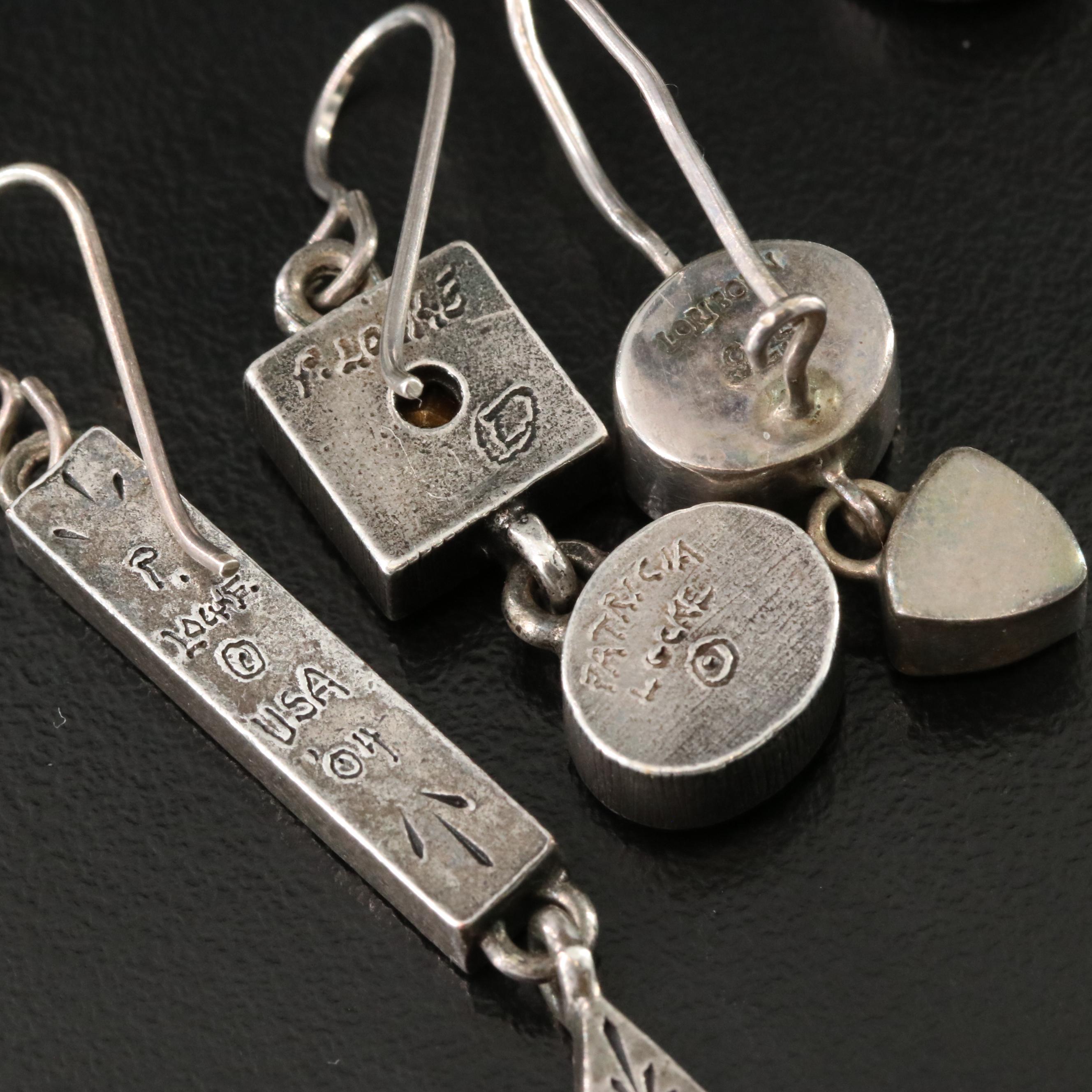 Earring Collection Including Sterling Lori Bonn, Garnet and Rock Crystal Quartz