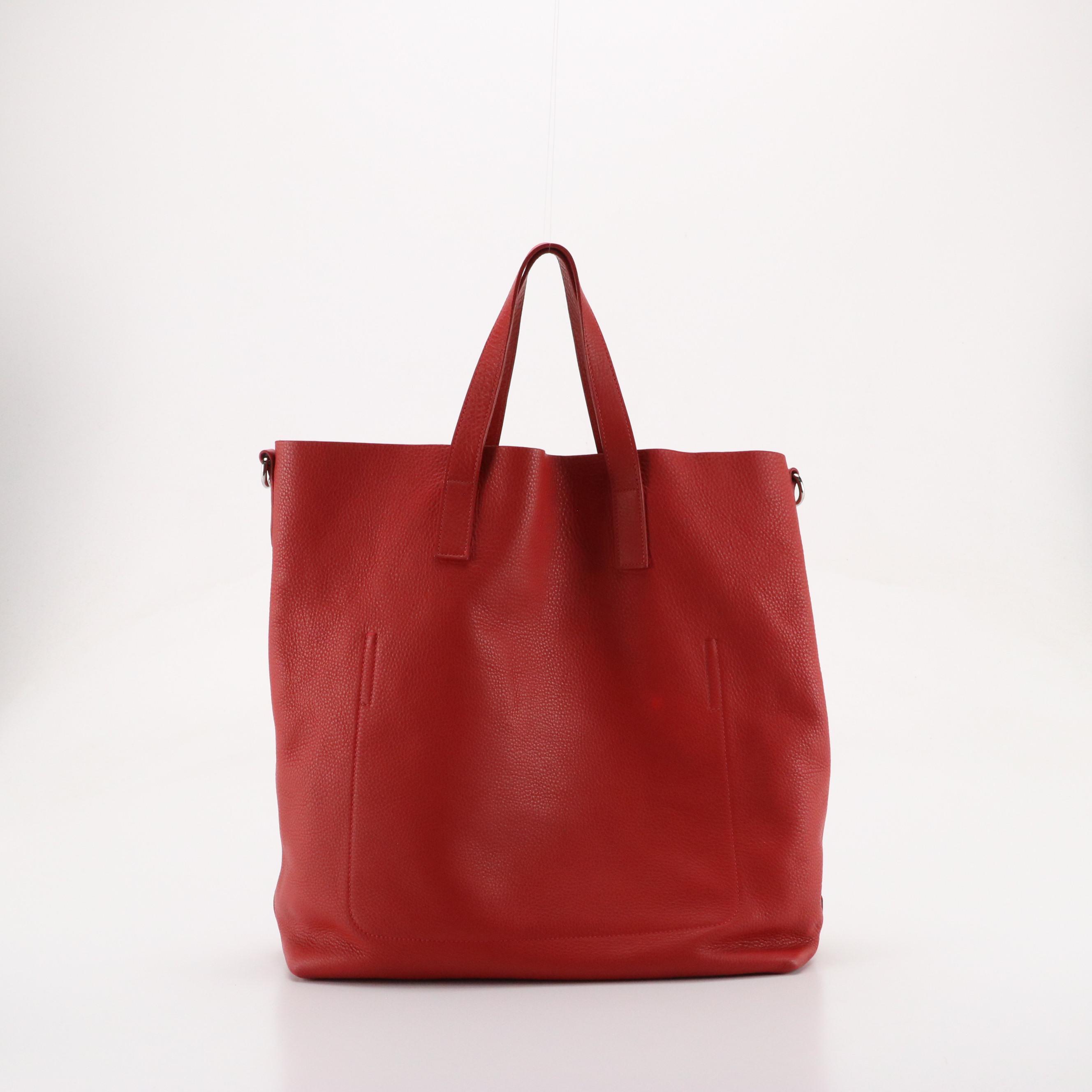 Prada Extra Large Slouchy Two-Way Tote in Cherry Red Grained Leather