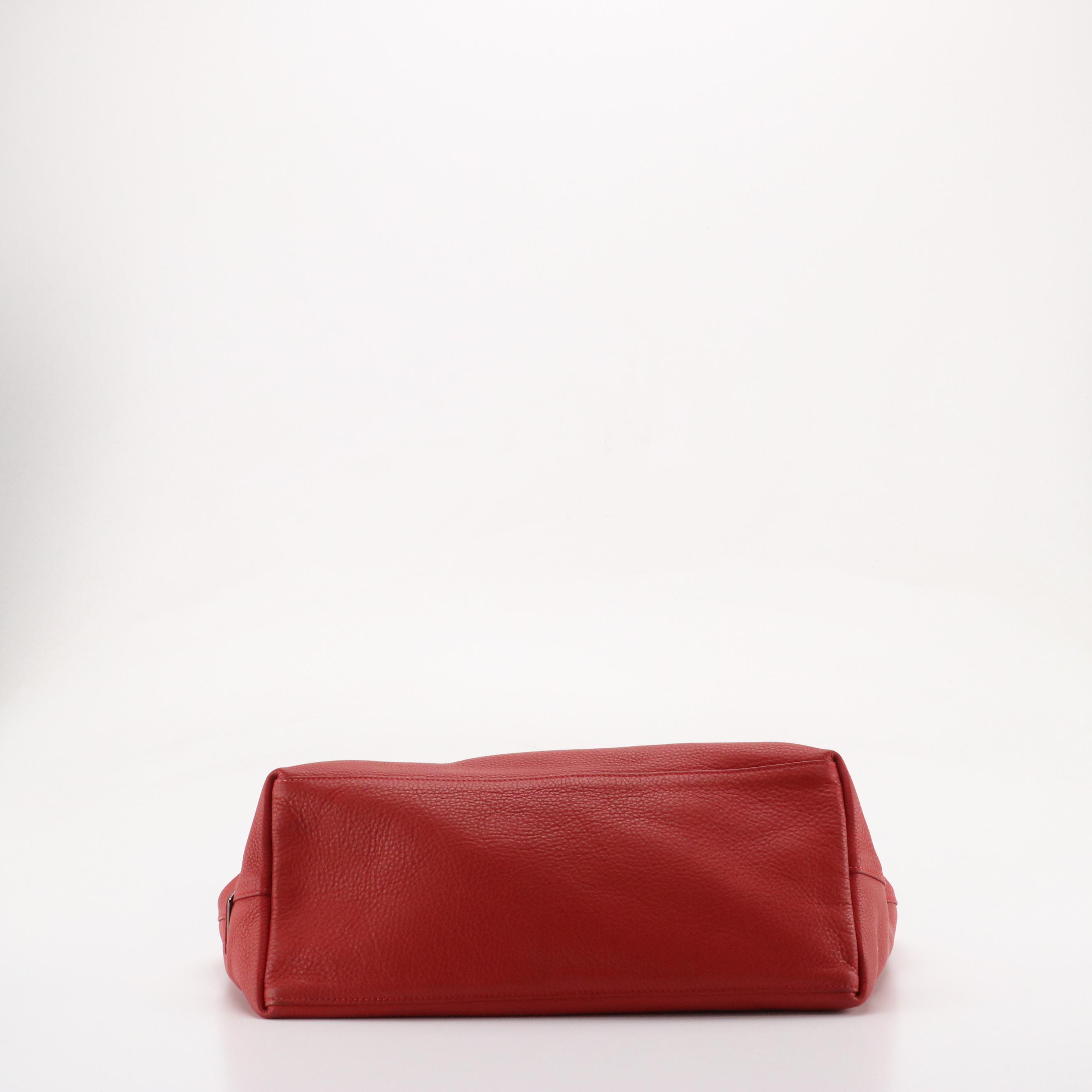 Prada Extra Large Slouchy Two-Way Tote in Cherry Red Grained Leather