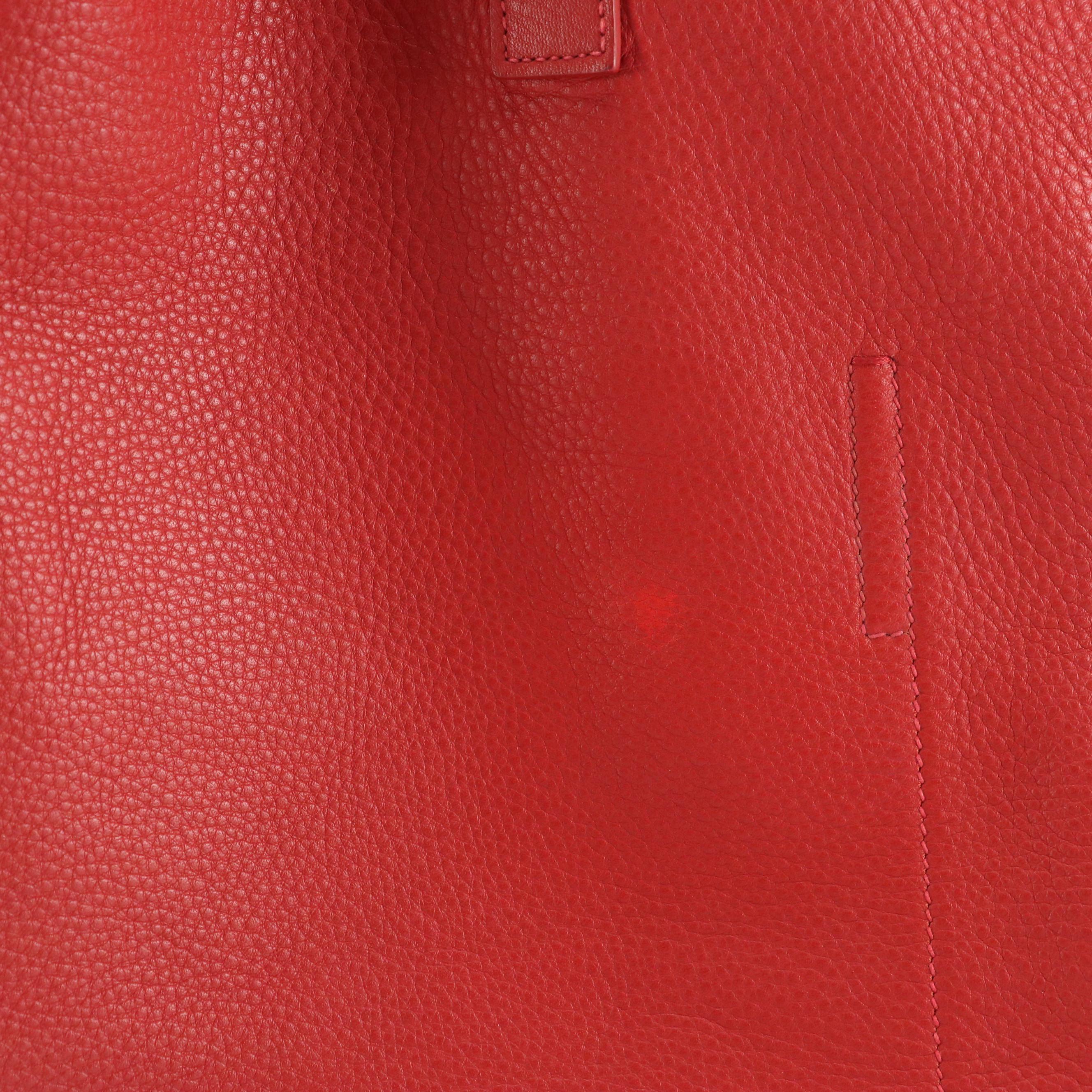 Prada Extra Large Slouchy Two-Way Tote in Cherry Red Grained Leather