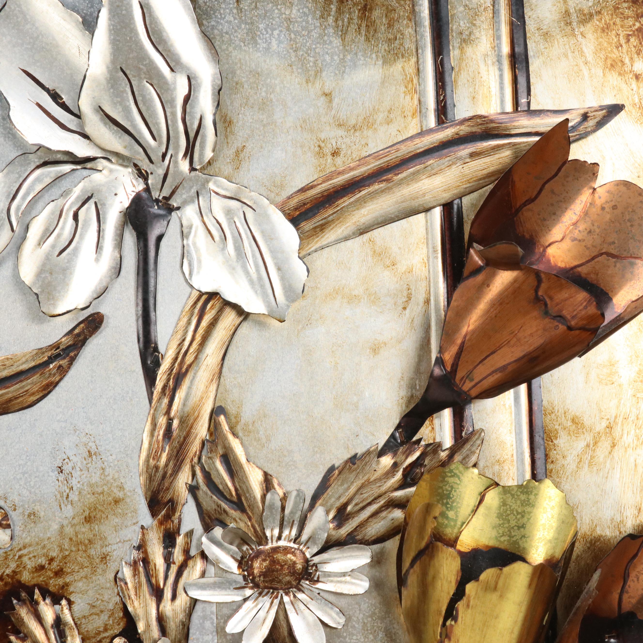 Mid Century Modern Metalwork Floral Still Life
