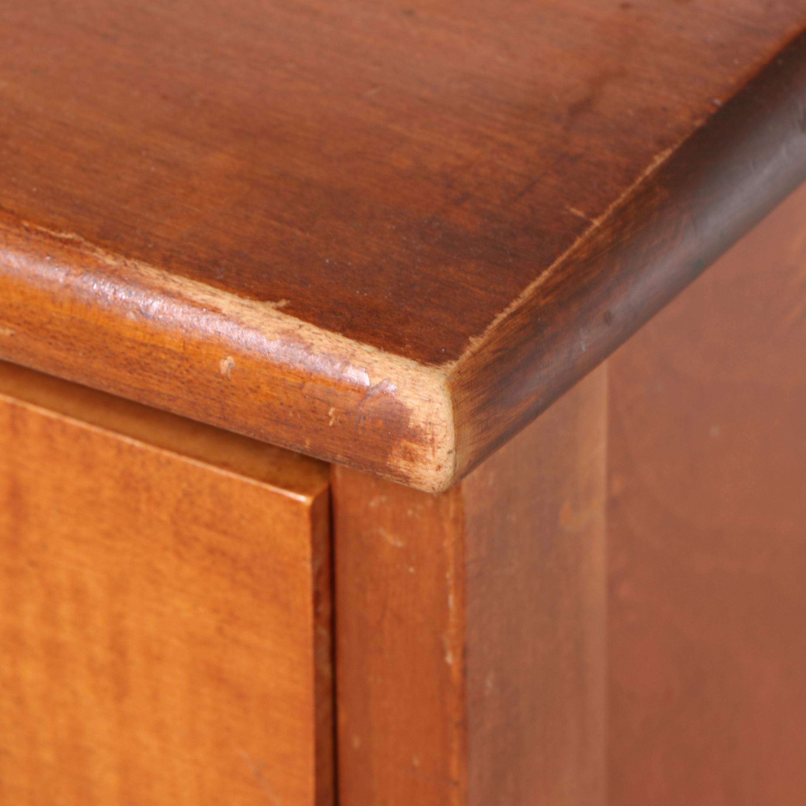 Maple Kneehole Desk with Plank Chair, Mid-20th Century