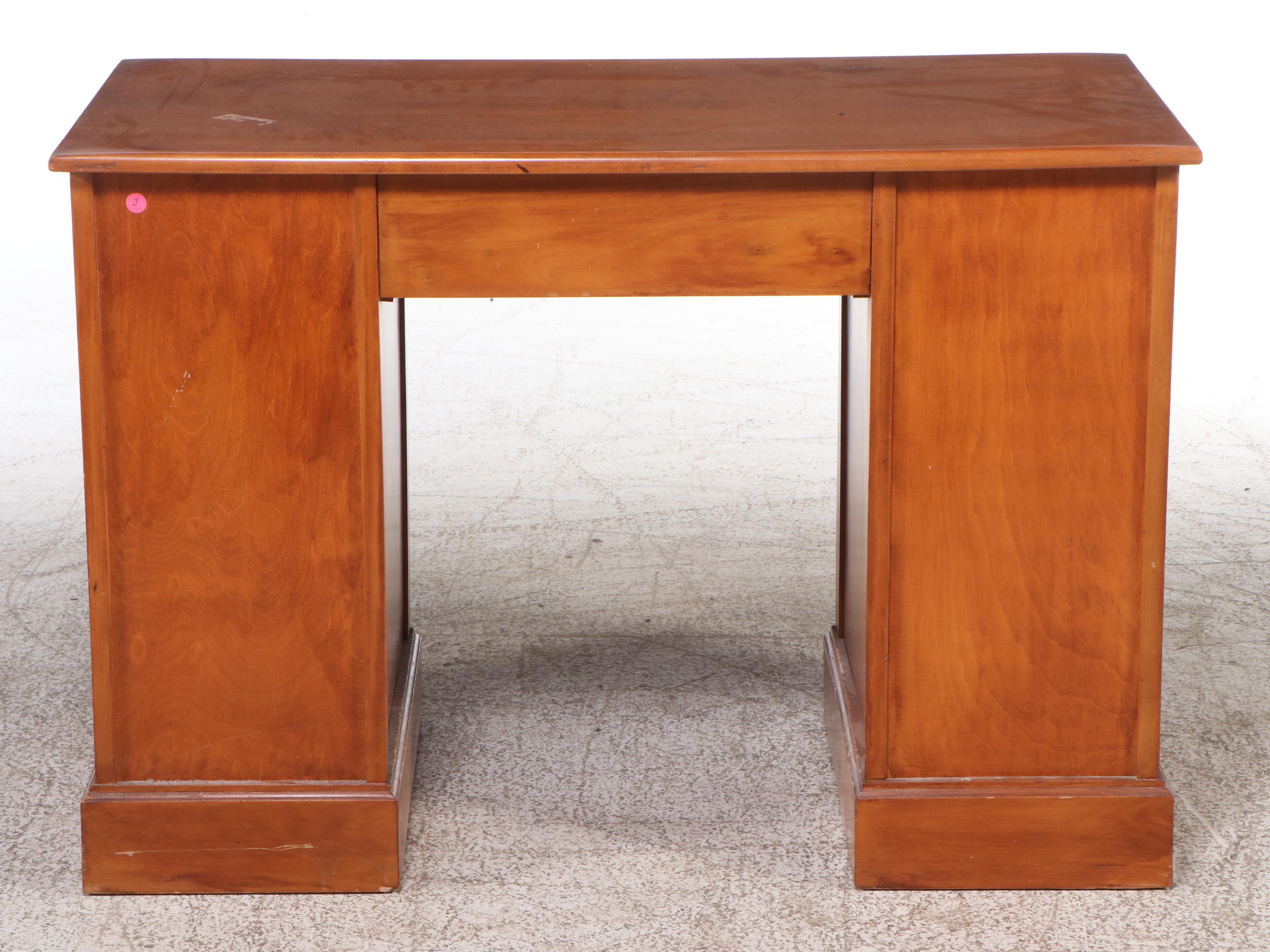 Maple Kneehole Desk with Plank Chair, Mid-20th Century