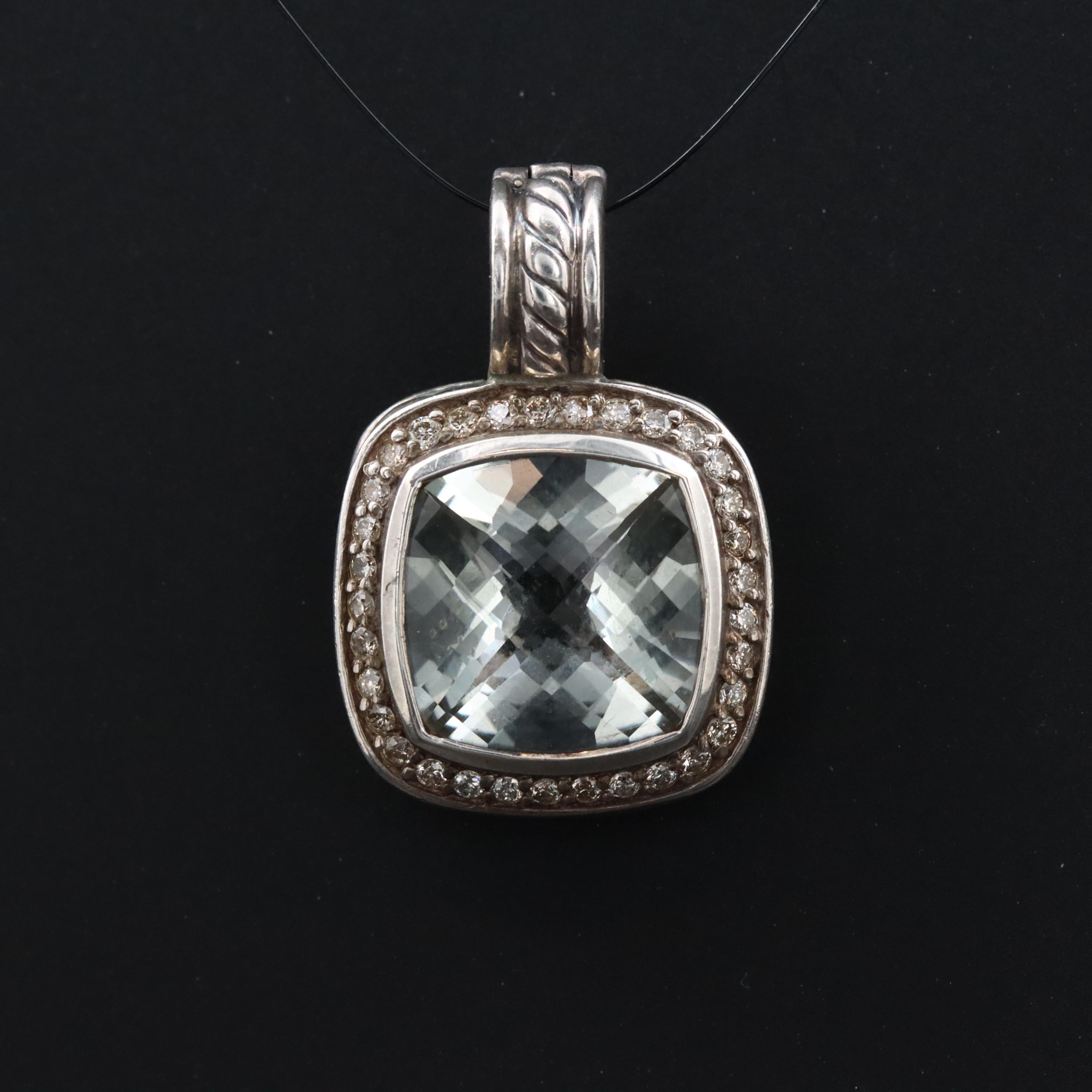 David Yurman Albion Sterling Quartz and Diamond Enhancer Pendant