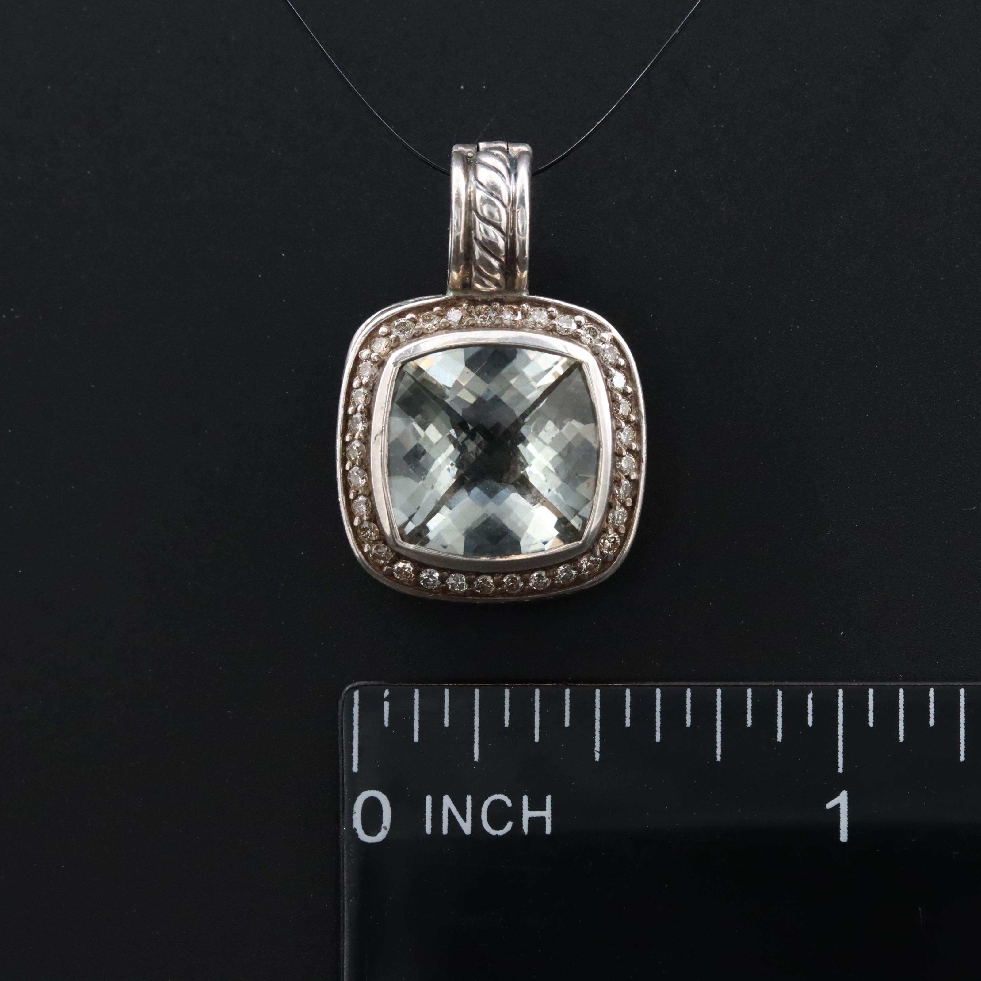 David Yurman Albion Sterling Quartz and Diamond Enhancer Pendant