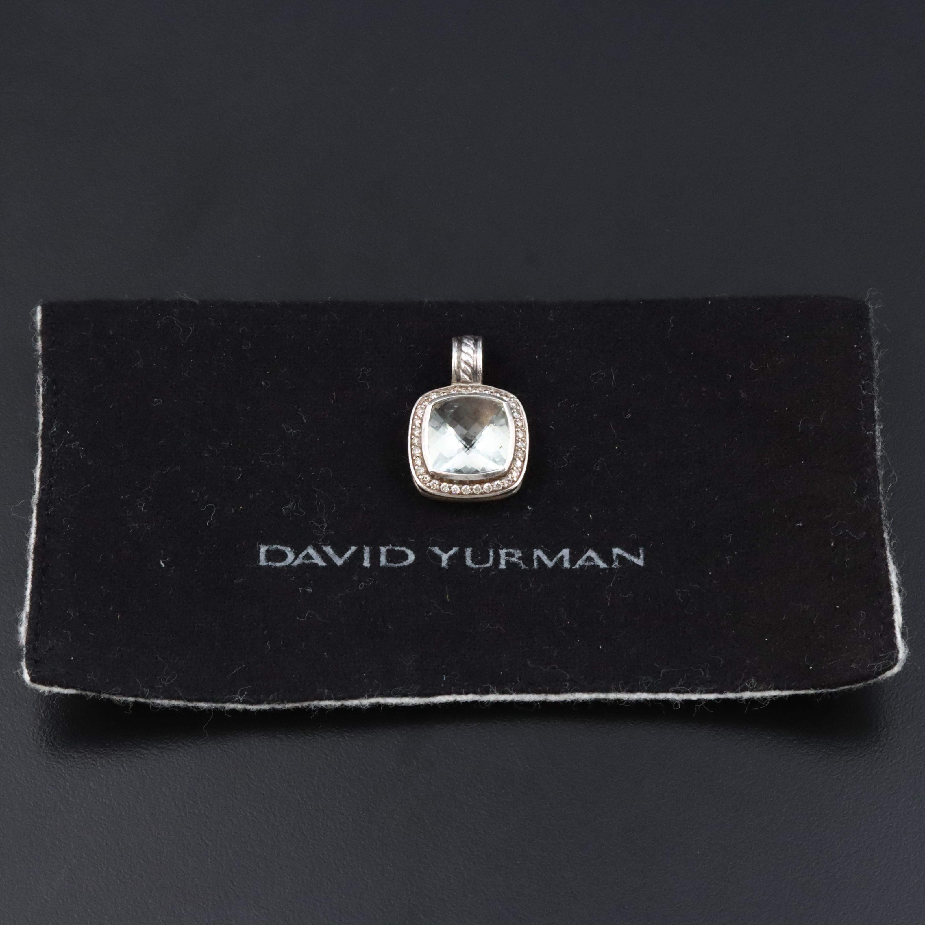 David Yurman Albion Sterling Quartz and Diamond Enhancer Pendant