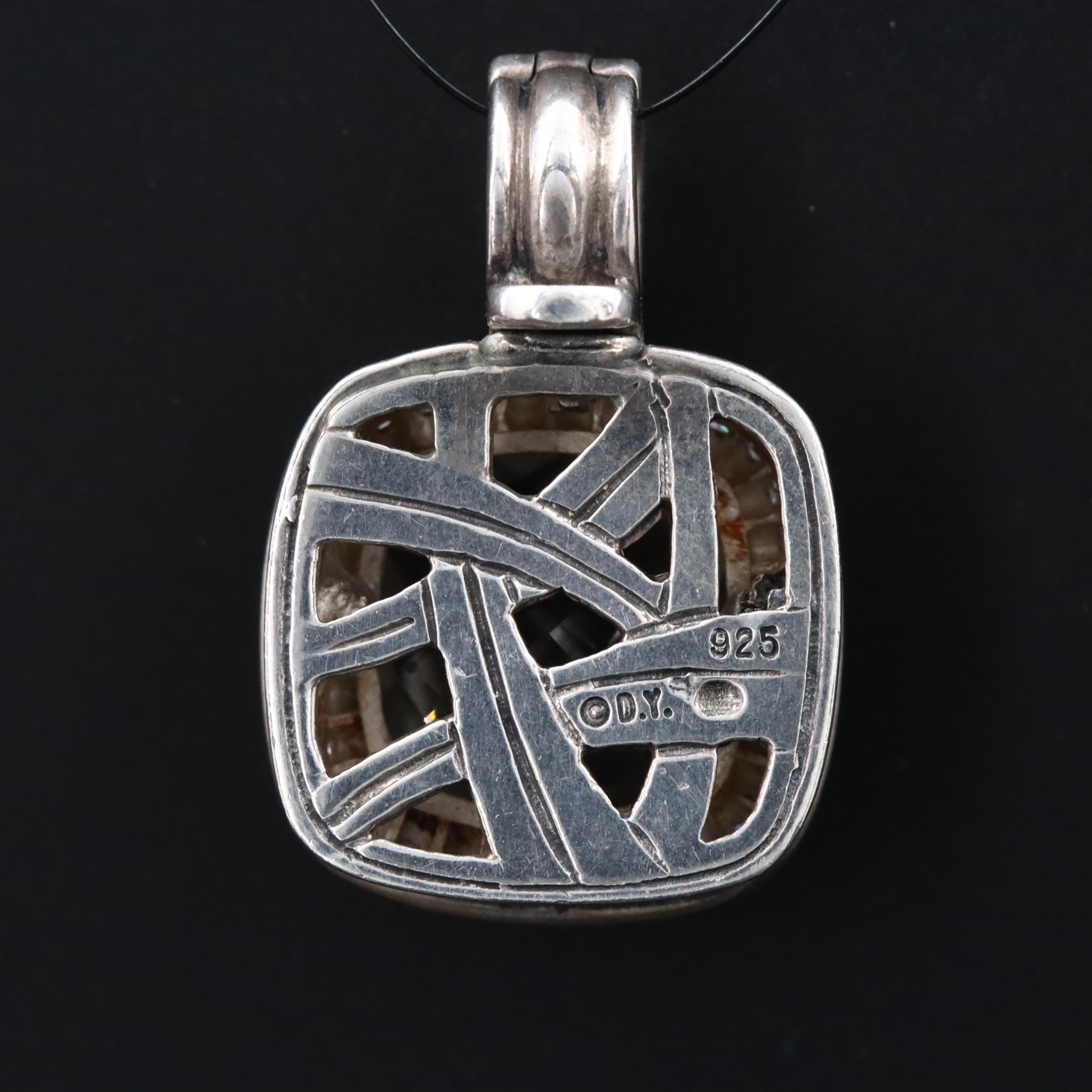 David Yurman Albion Sterling Quartz and Diamond Enhancer Pendant