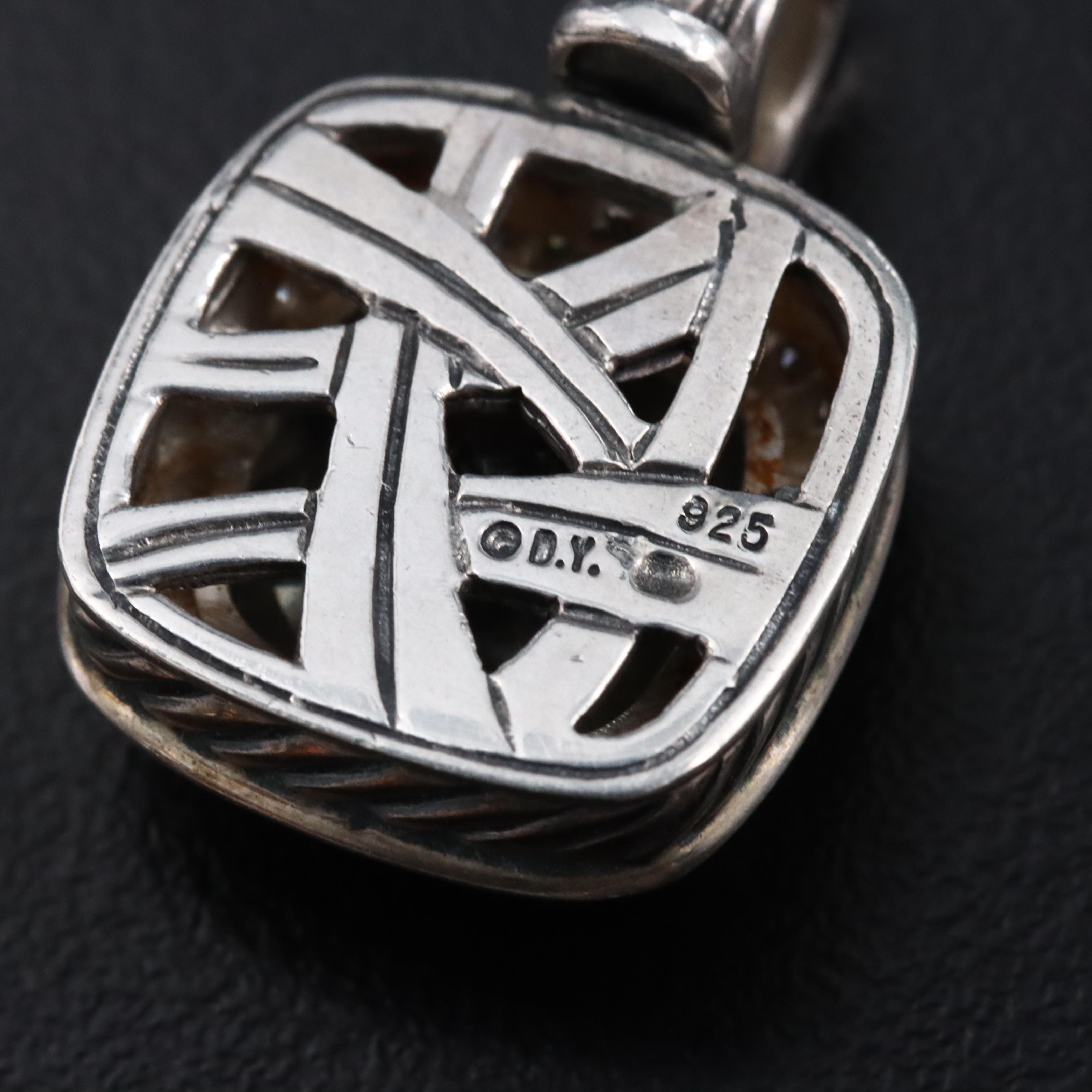 David Yurman Albion Sterling Quartz and Diamond Enhancer Pendant