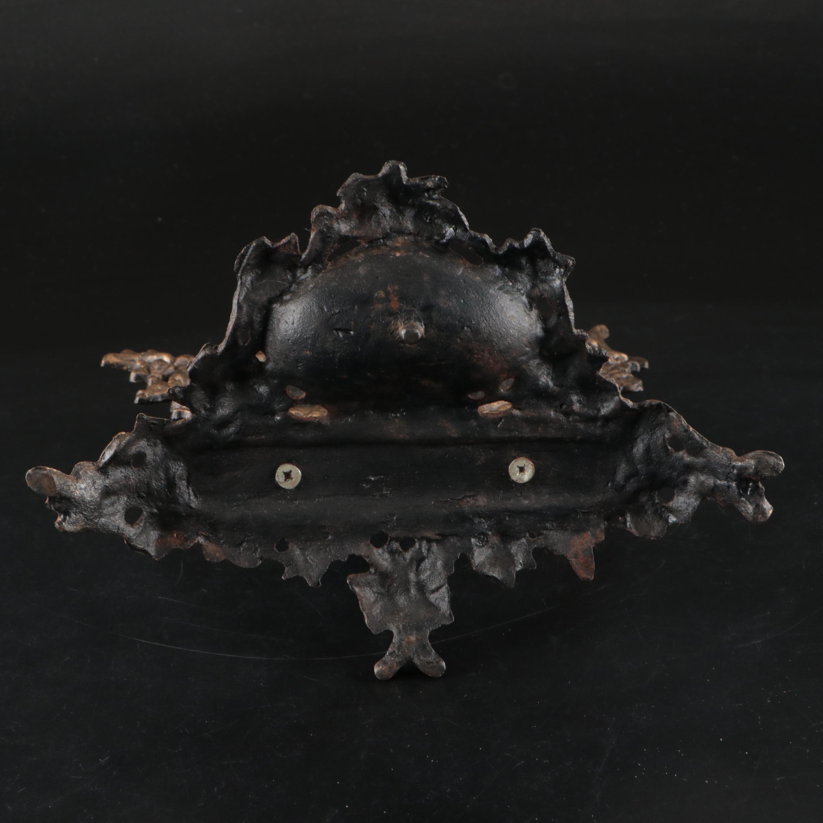 Rococo Style Metal Vanity Mirror with Gold Finish Hand Mirrors, Comb, and Brush