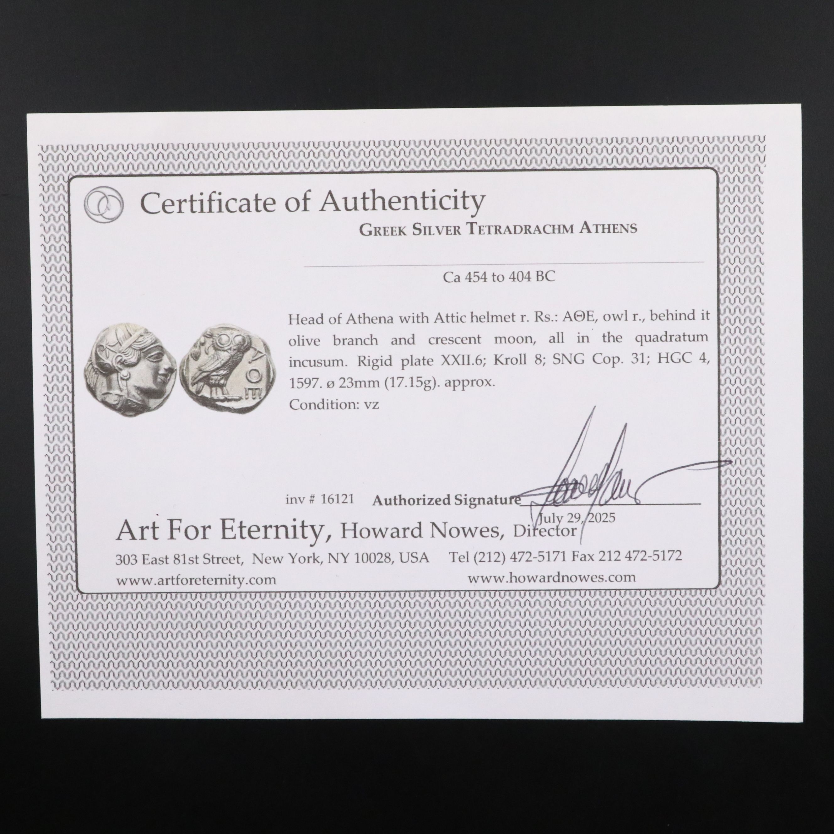 Ancient Athens Greek Silver Tetradrachm, Circa 454–404 BCE