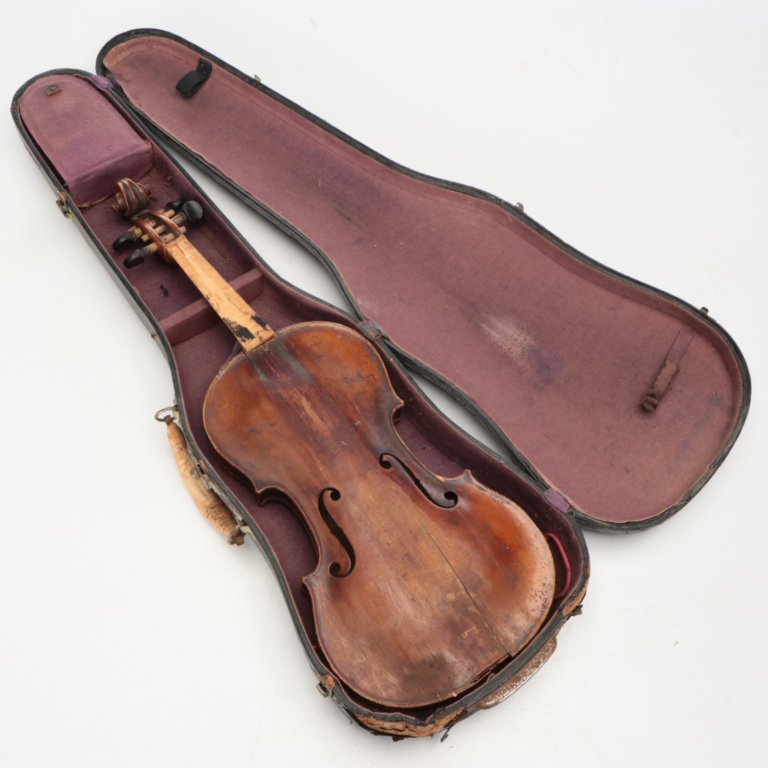Guarnerius Copy & Stainer Copy Spruce Top Curly Maple Violins with Coffin Cases