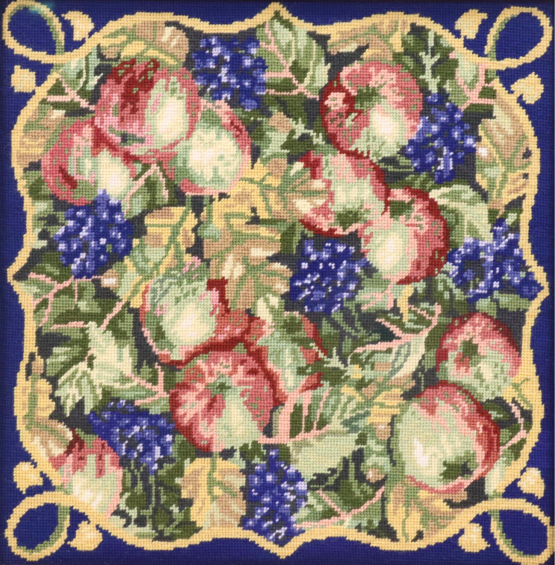 Kathleen Graf Apple and Grapevine Needlepoint Panel "Windfalls"