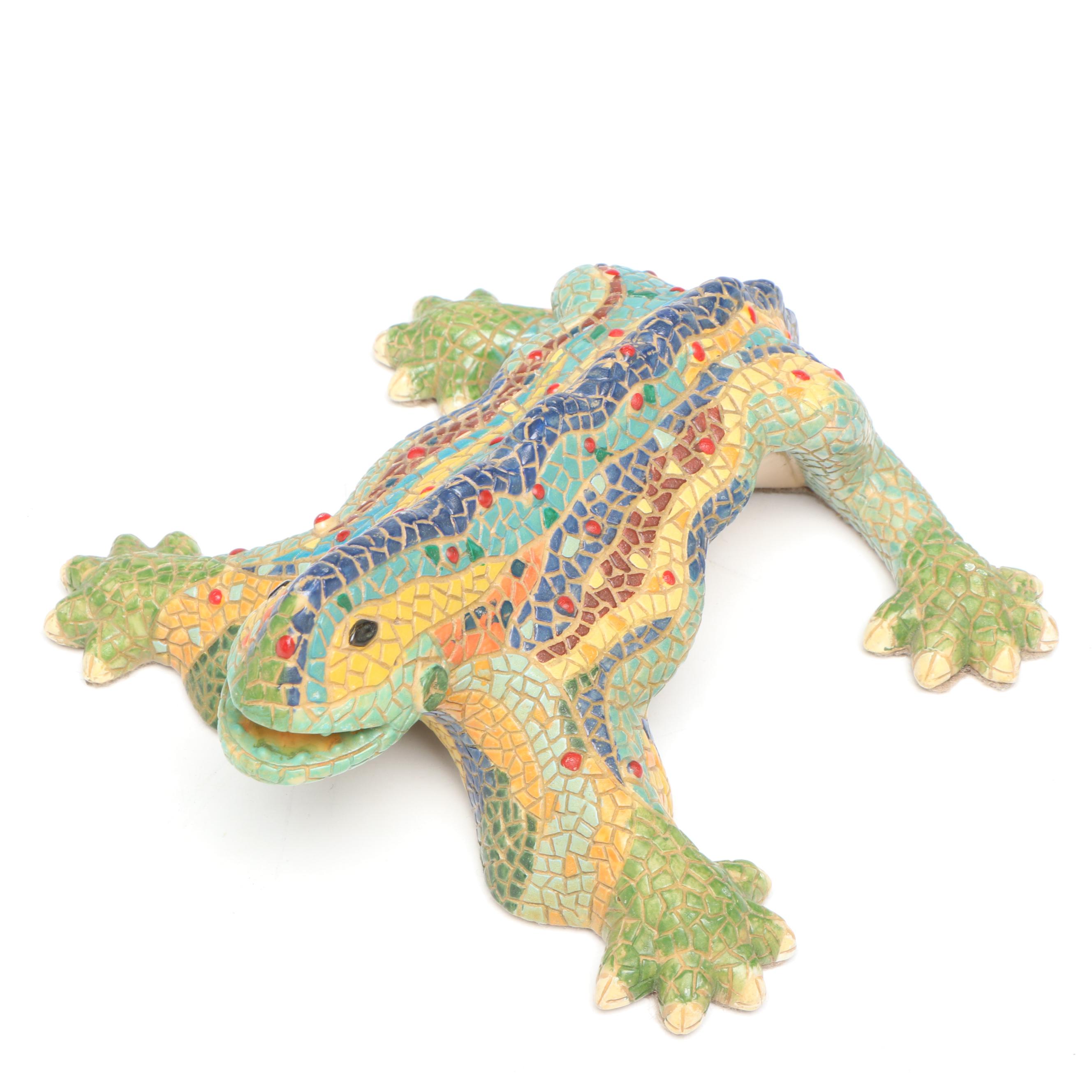 Majolica Style Ceramic Vase with Other Animal Figurines