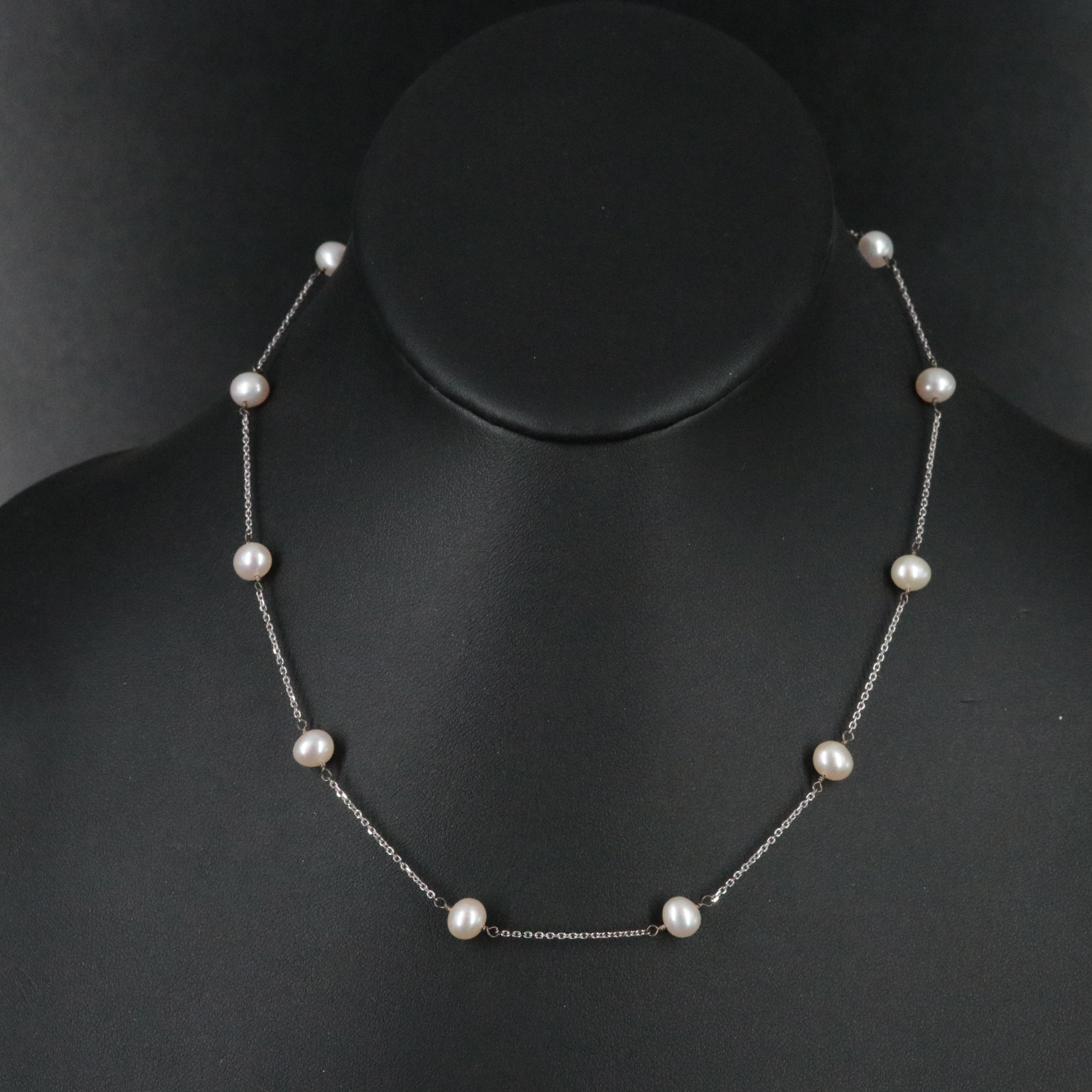 14K Pearl Station Chain Necklace