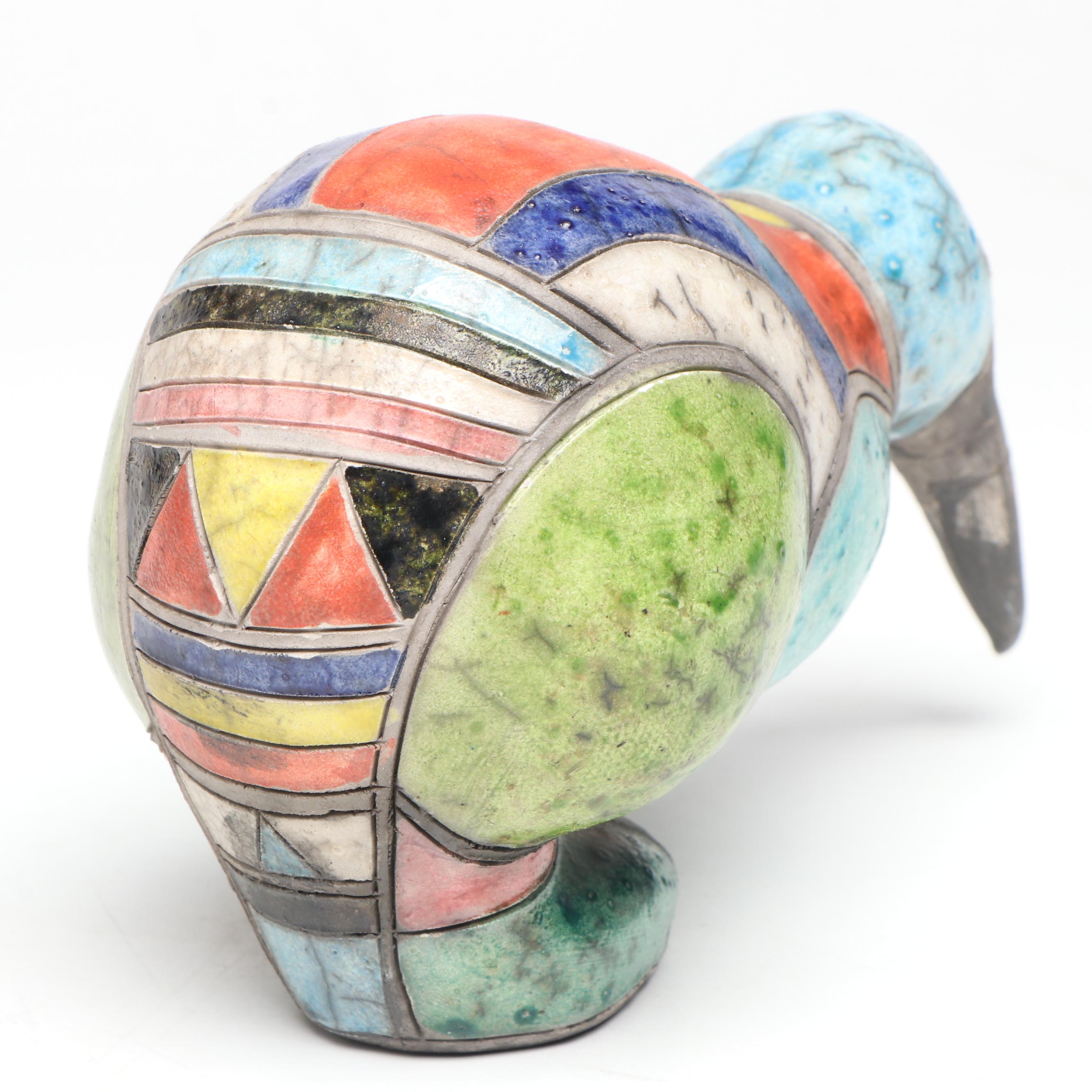 Majolica Style Ceramic Vase with Other Animal Figurines