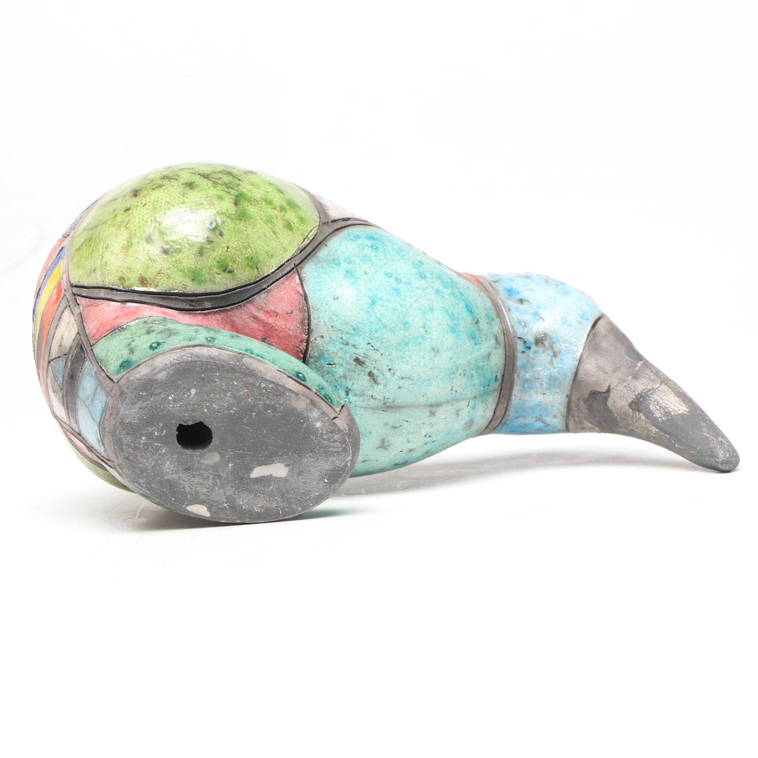 Majolica Style Ceramic Vase with Other Animal Figurines