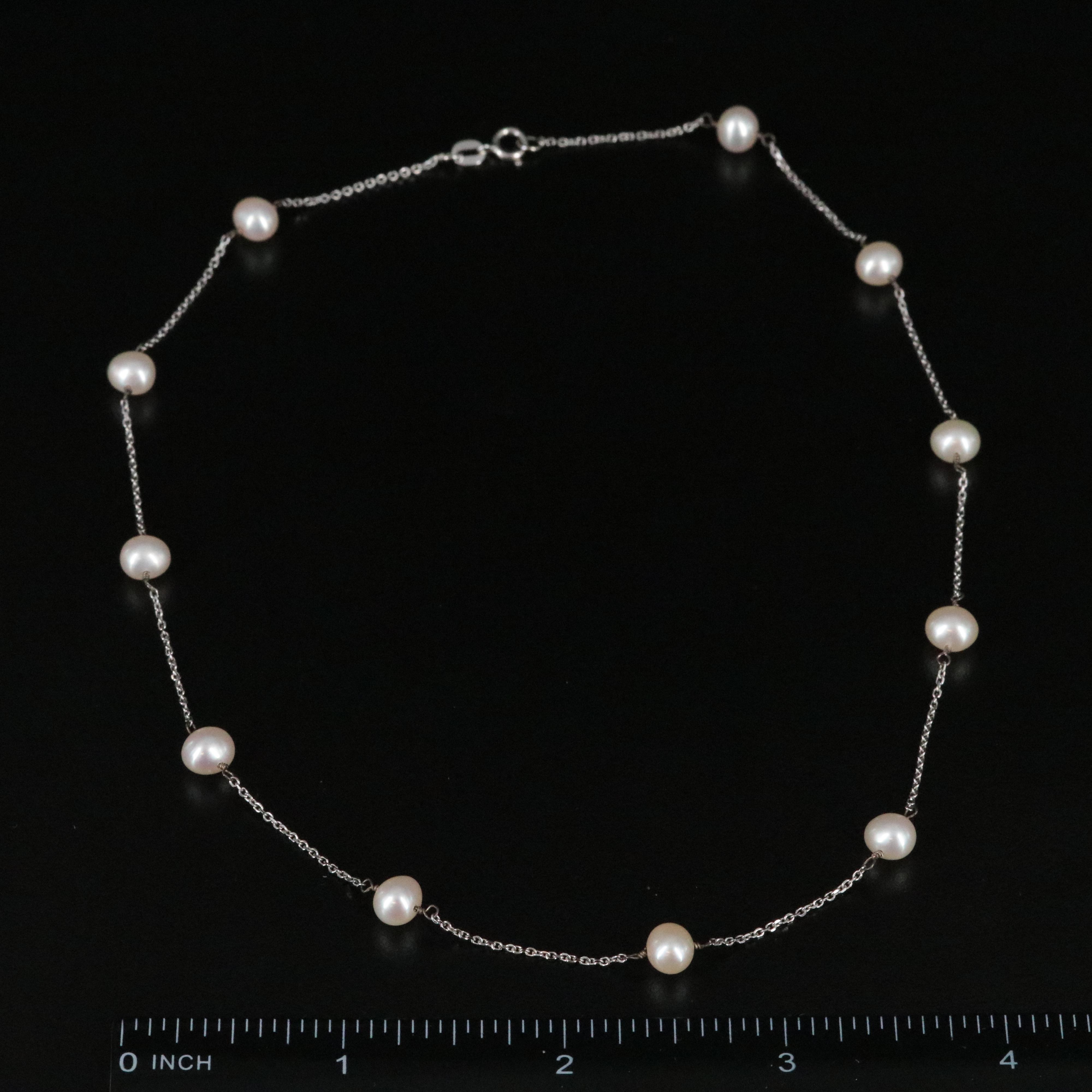 14K Pearl Station Chain Necklace