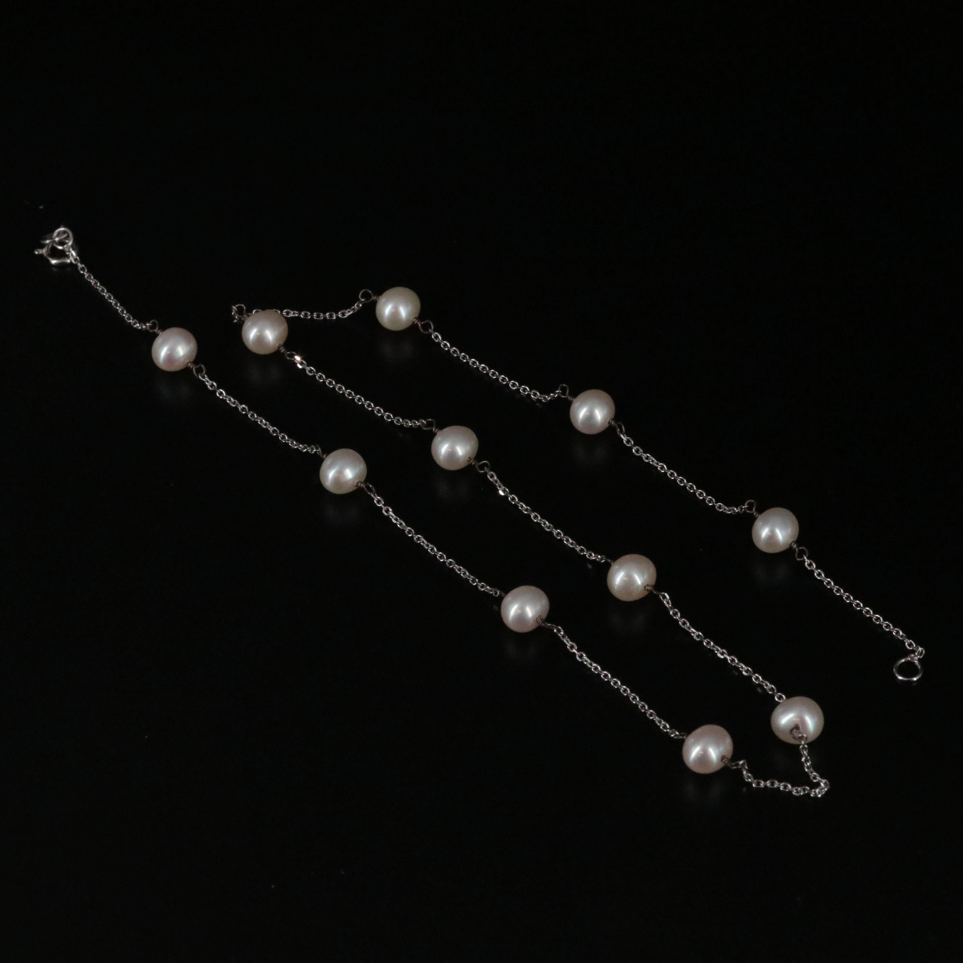 14K Pearl Station Chain Necklace