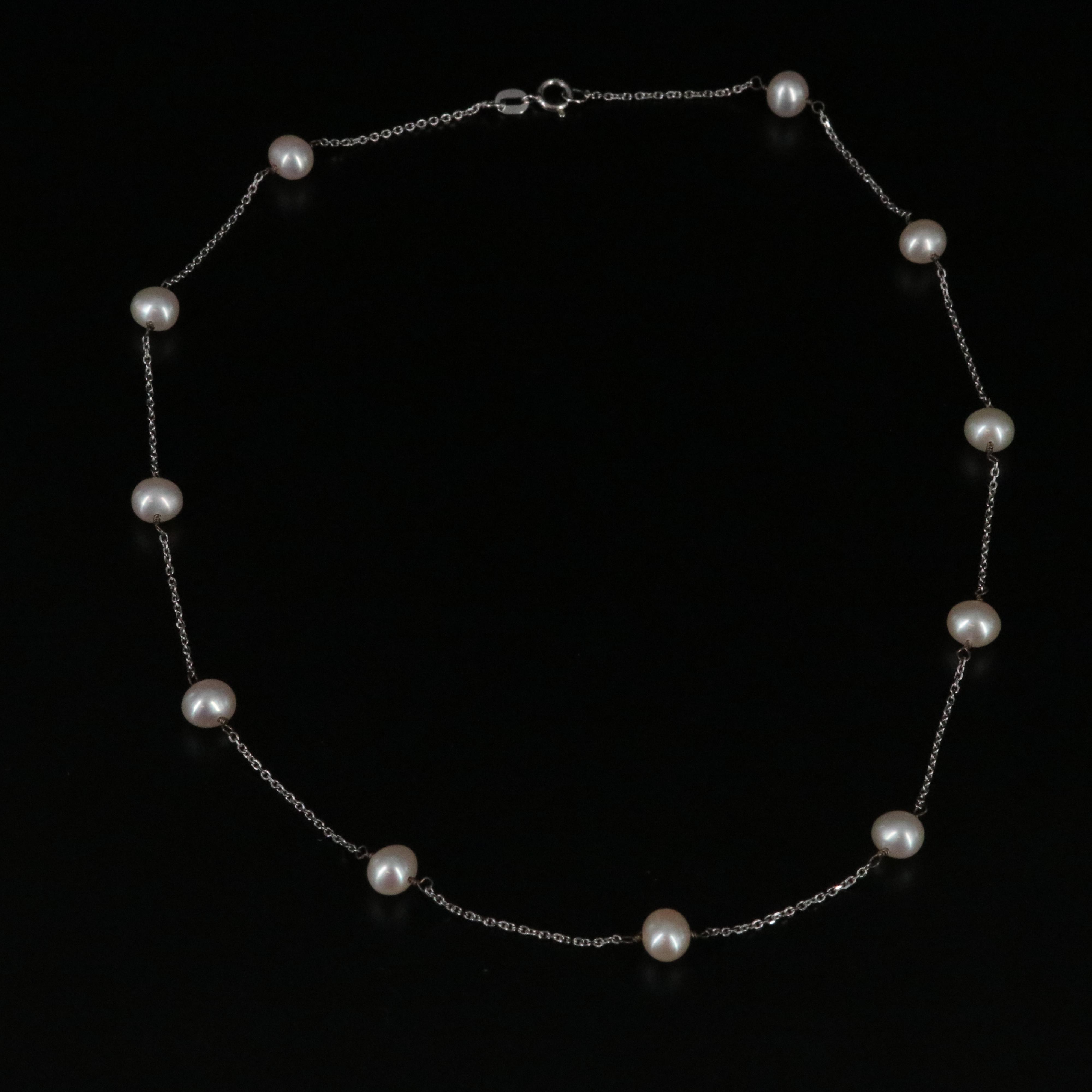 14K Pearl Station Chain Necklace