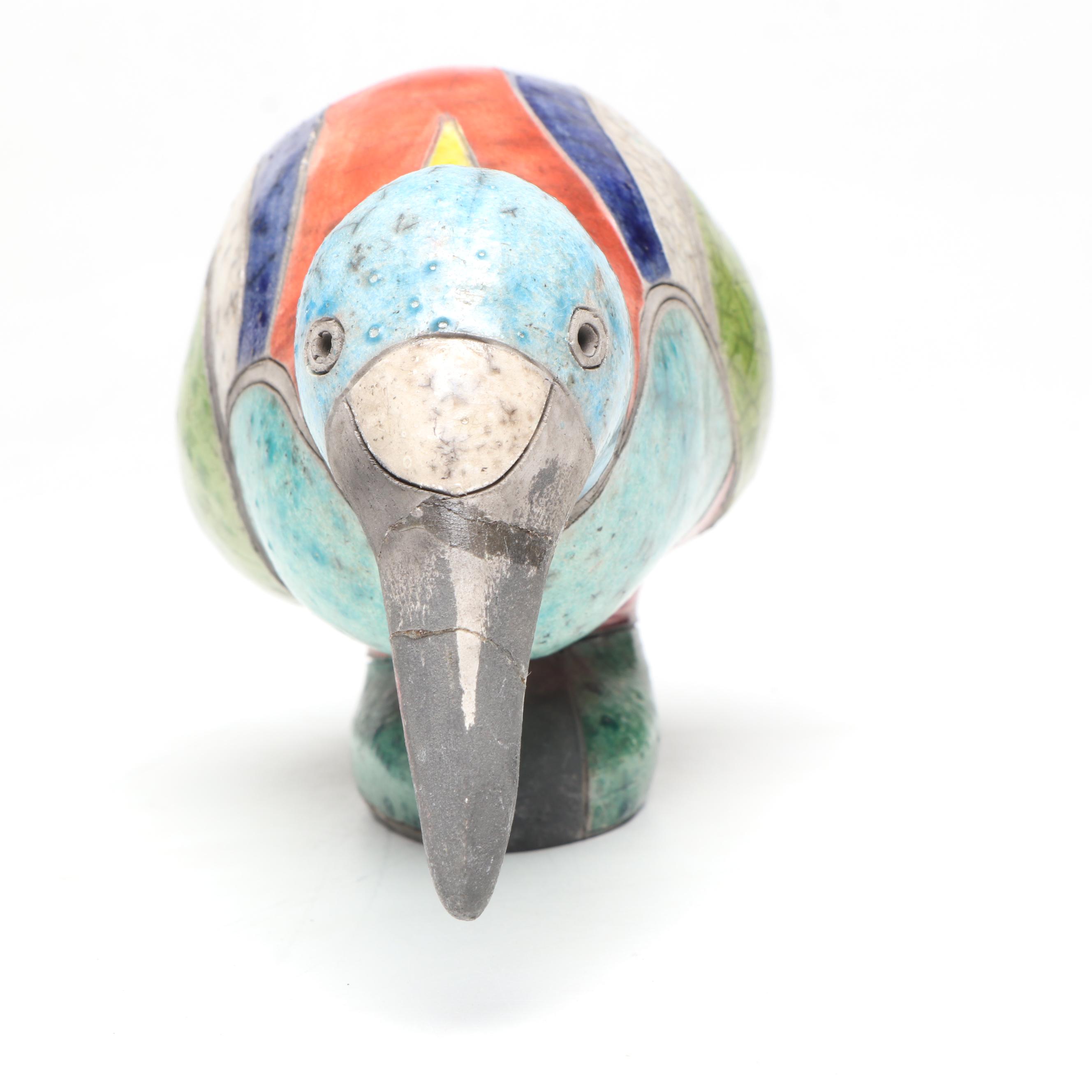 Majolica Style Ceramic Vase with Other Animal Figurines