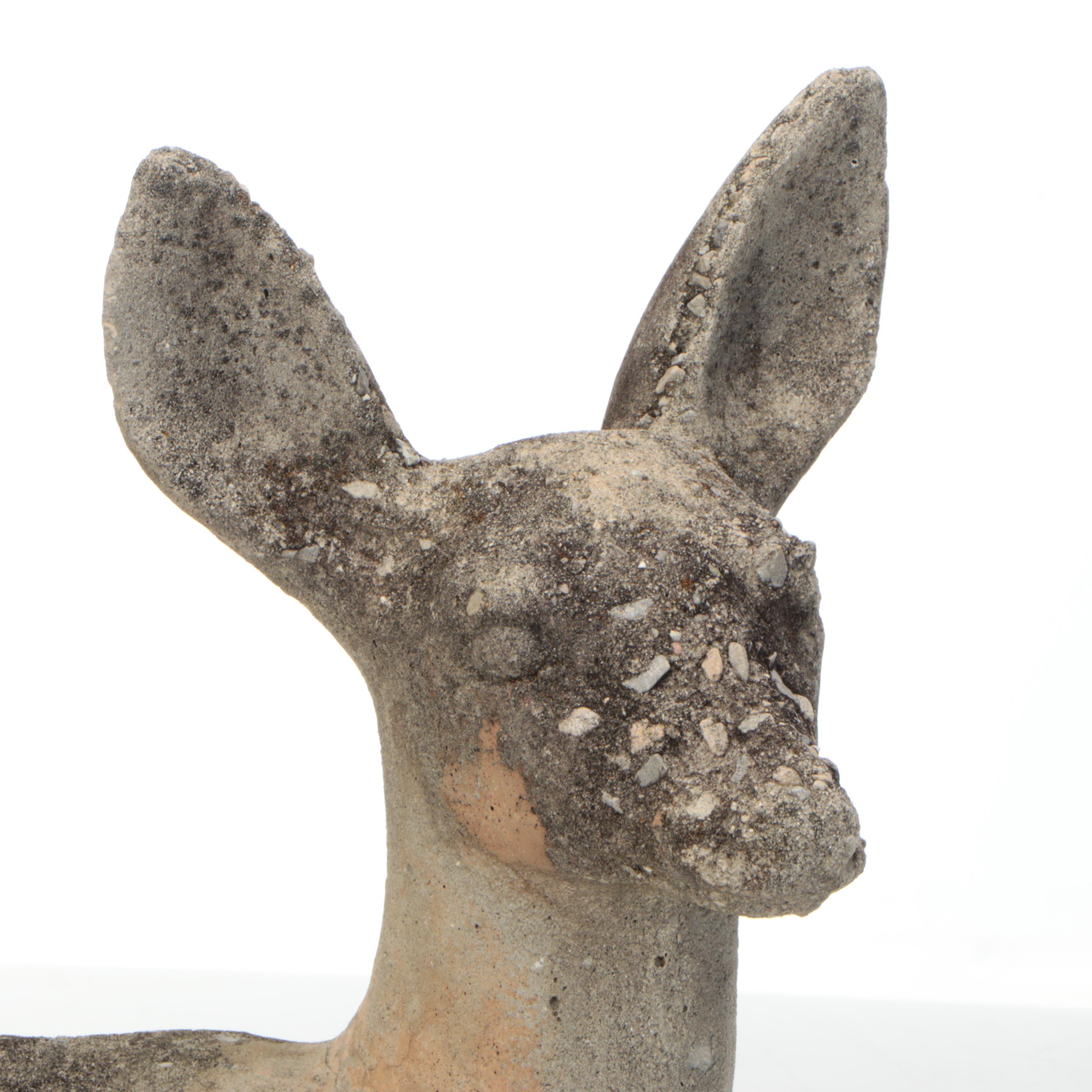 Paint-Decorated Cast Concrete Fawn