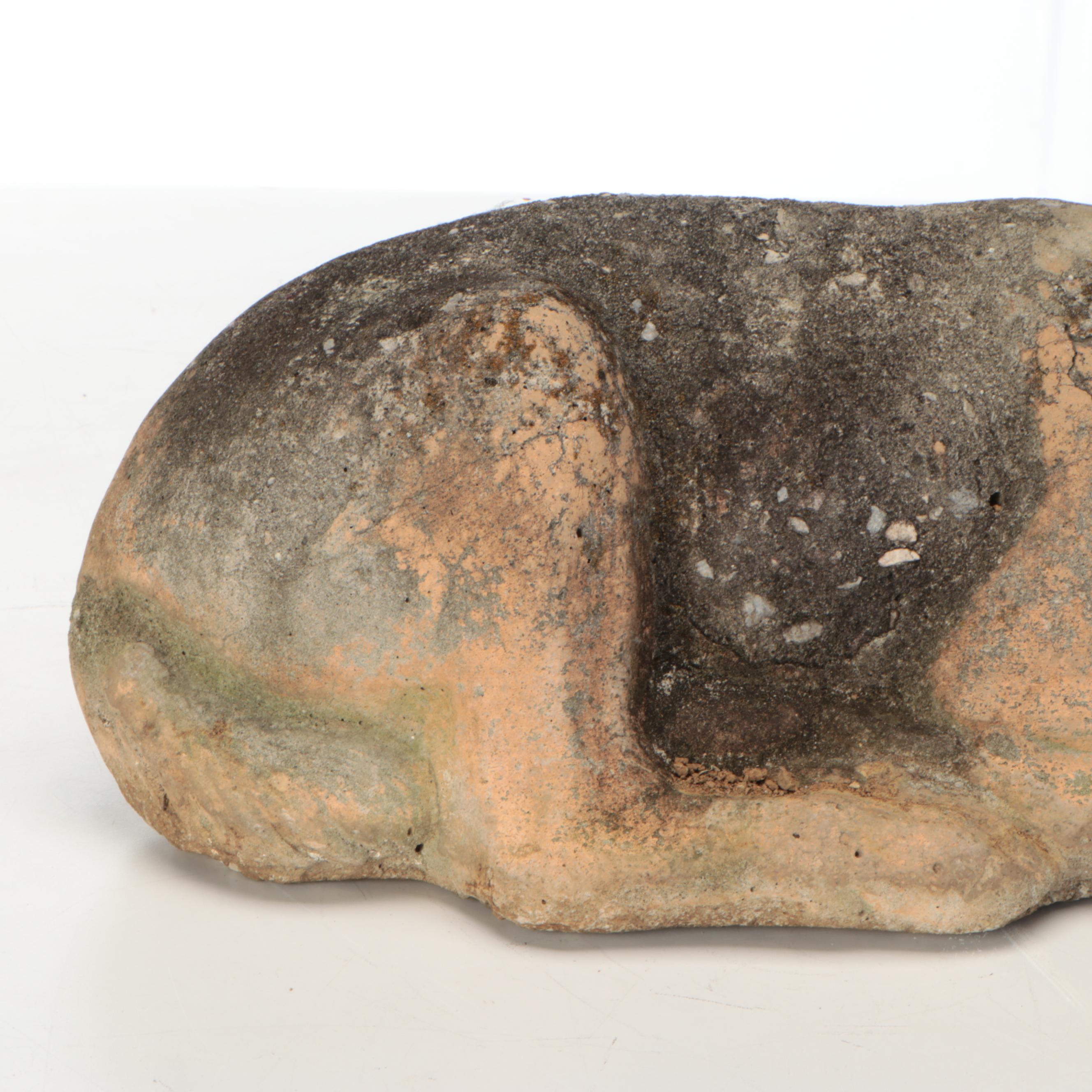 Paint-Decorated Cast Concrete Fawn