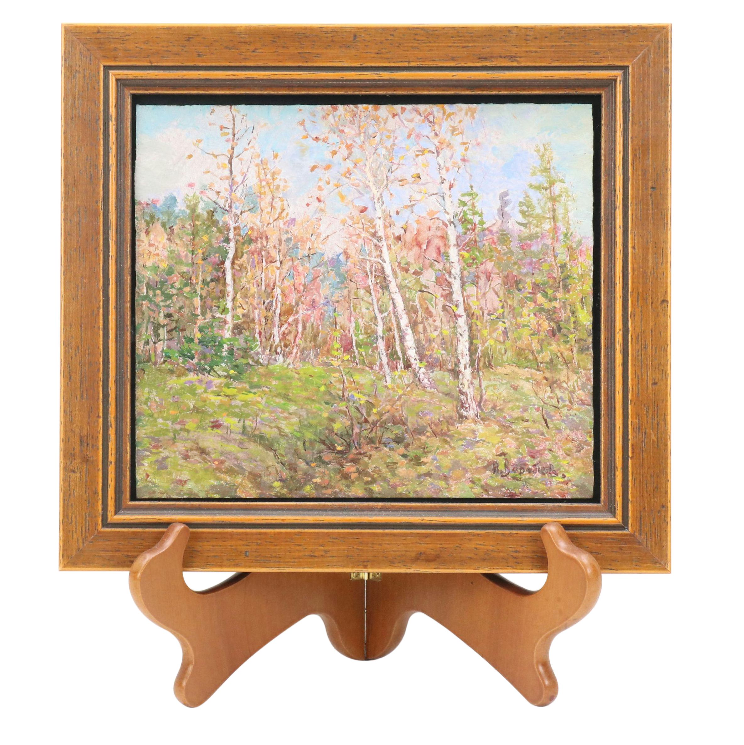 Landscape Oil Painting of Birch Grove