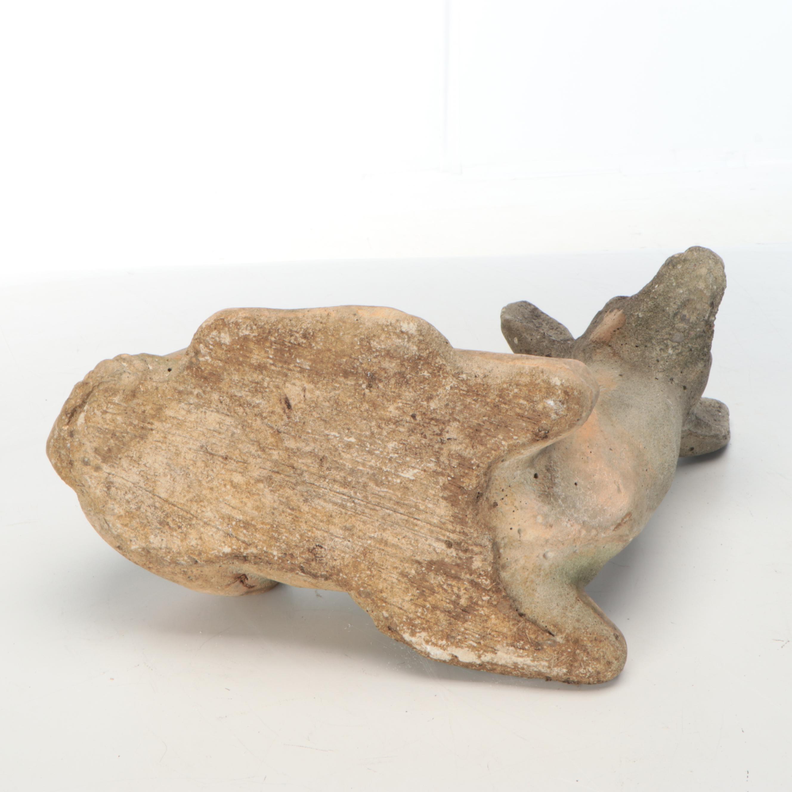 Paint-Decorated Cast Concrete Fawn