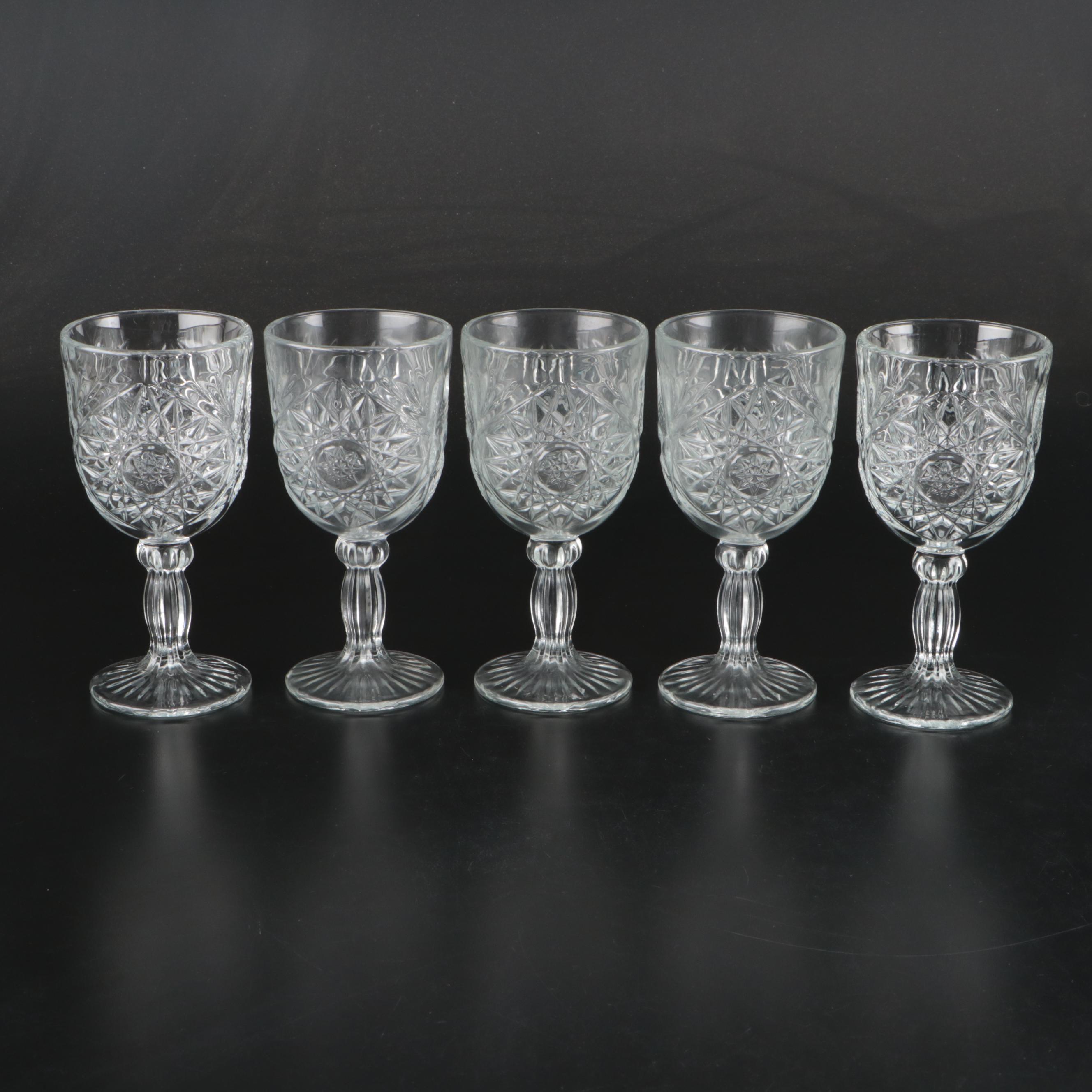 Libbey "Hobstar" Glass Water Goblets