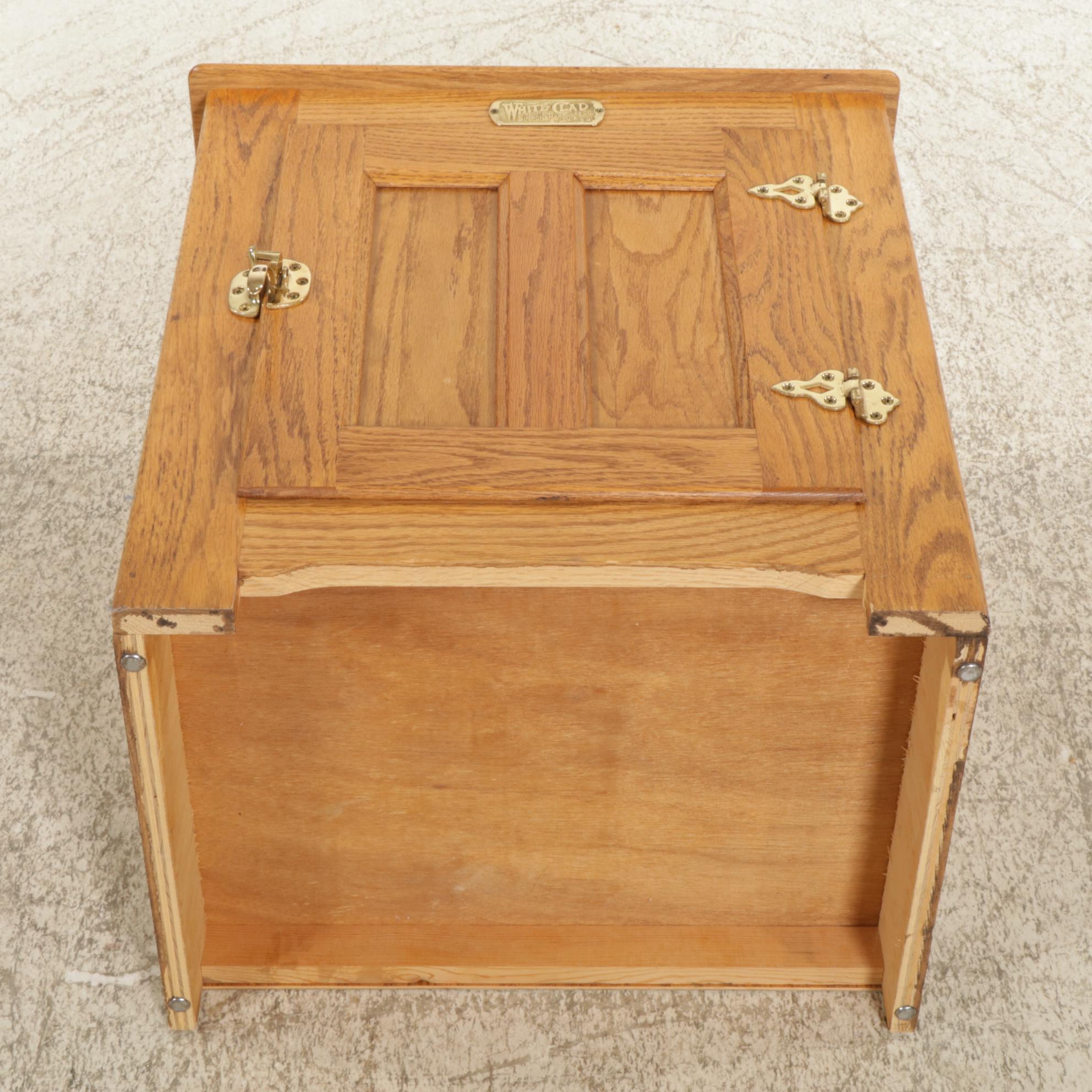 Simmons Hardware "White Clad" Oak Cabinet, Late 20th to 21st Century