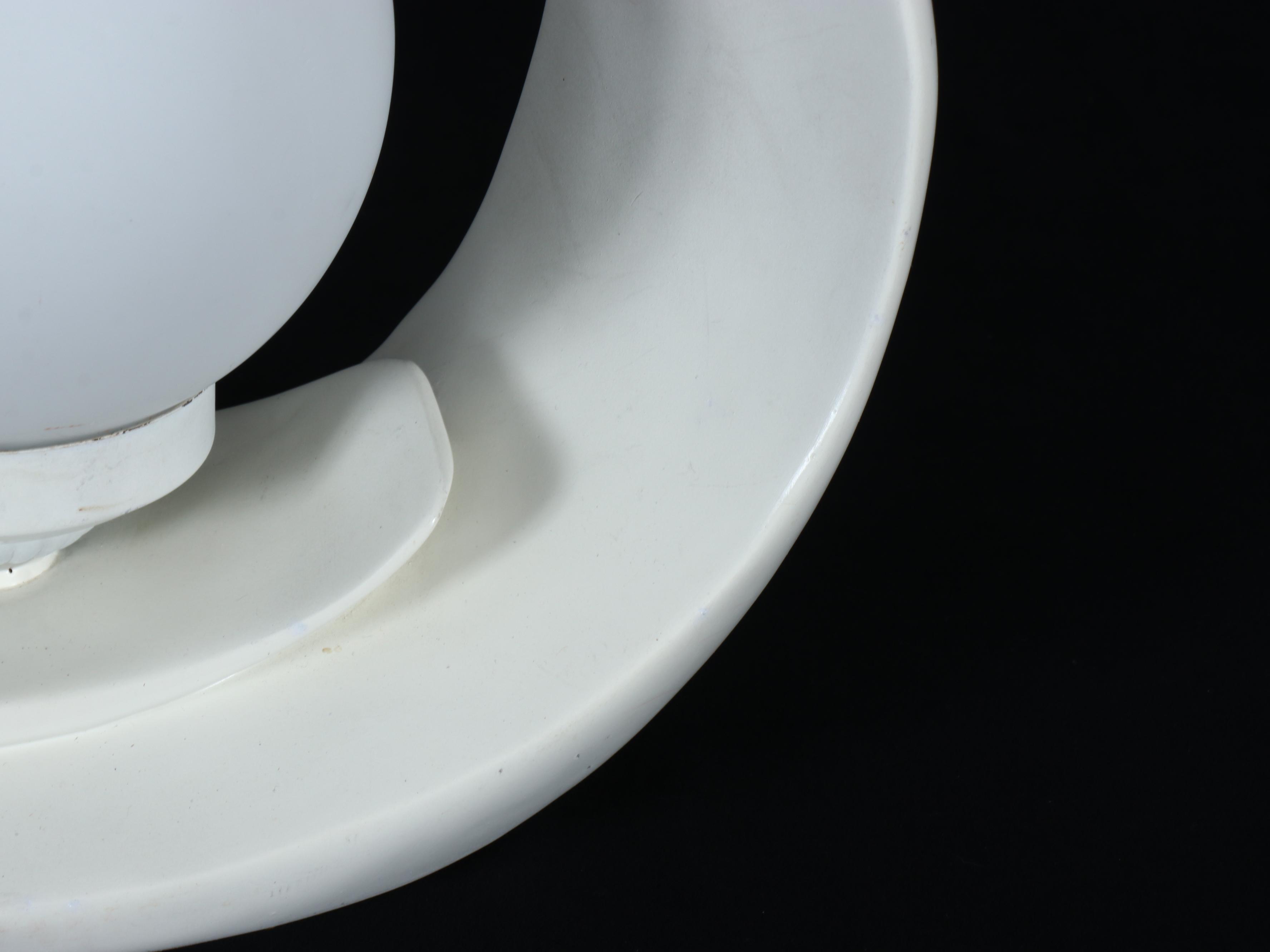 Deco Revival White Acrylic Flame Lamps with Globe Shades, 1980s