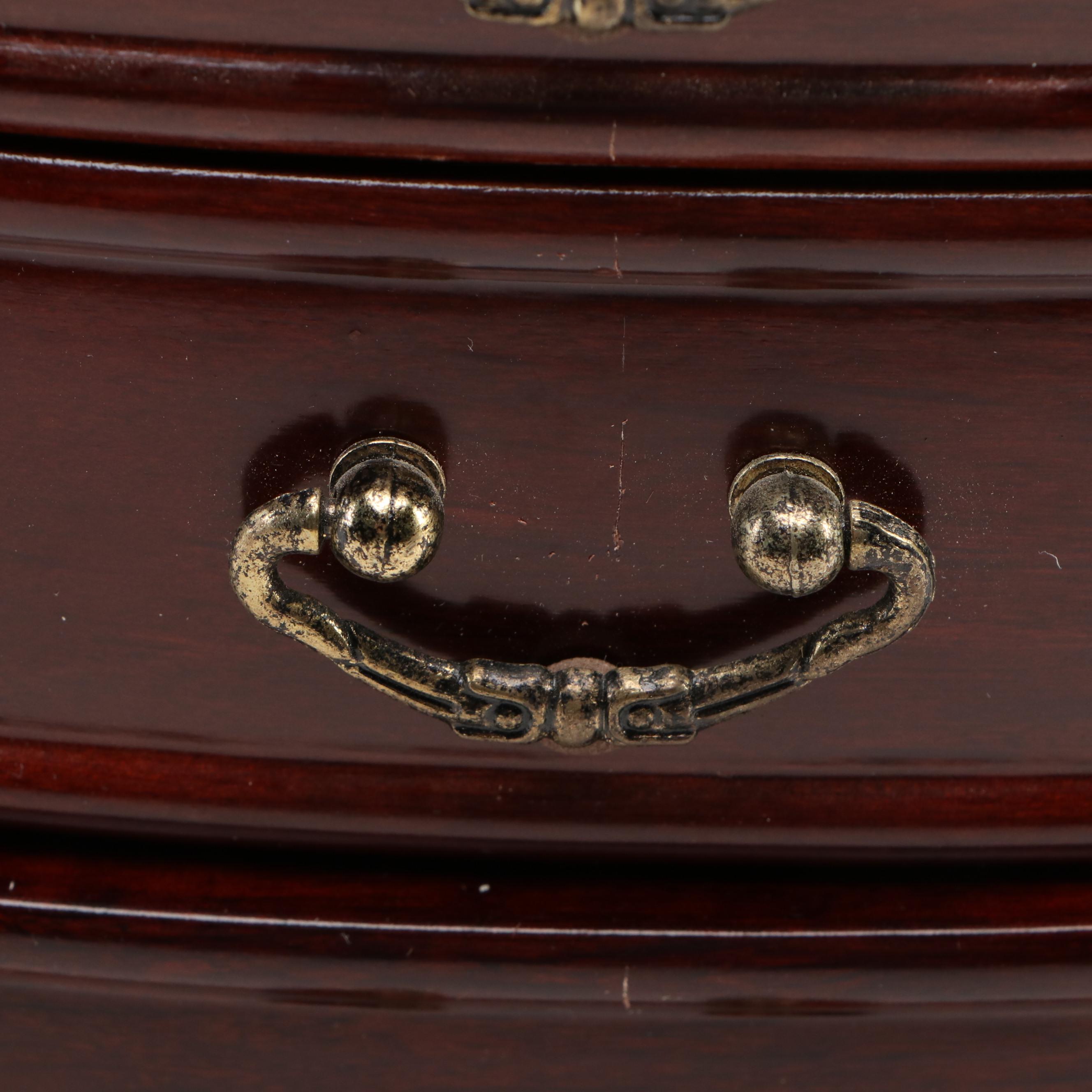 Mahogany Gloss Finish Six-Drawer Jewelry Chest