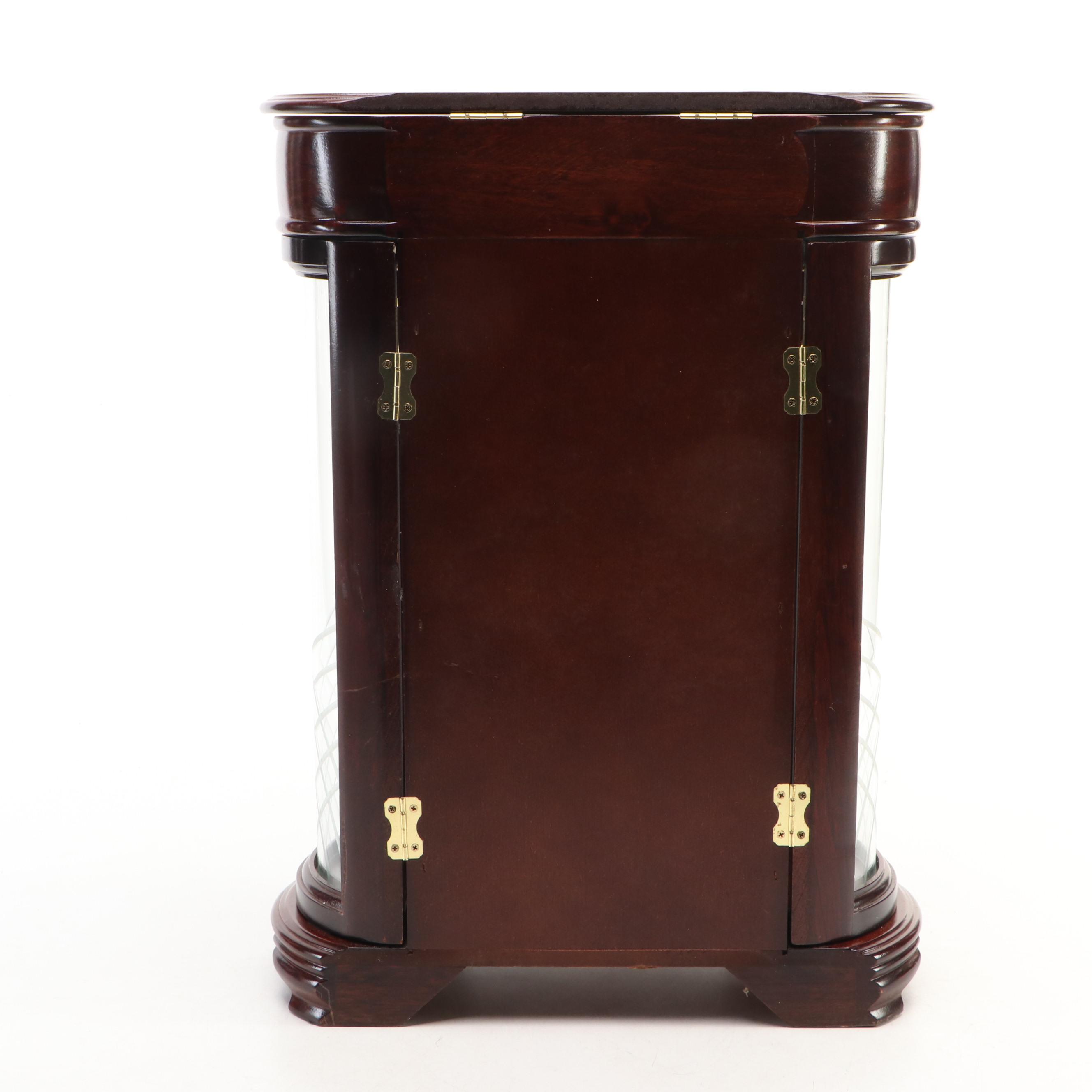 Mahogany Gloss Finish Six-Drawer Jewelry Chest