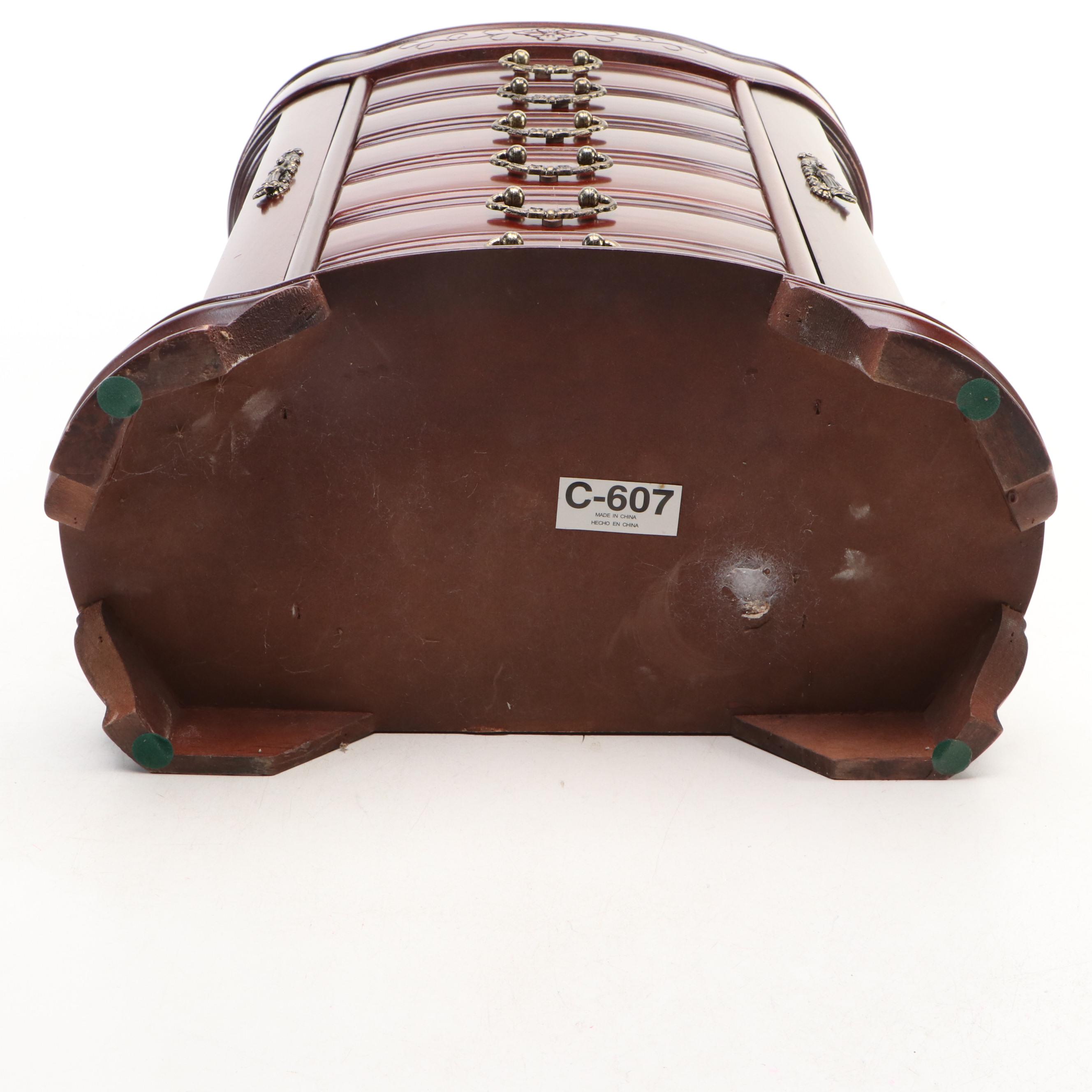 Mahogany Gloss Finish Six-Drawer Jewelry Chest