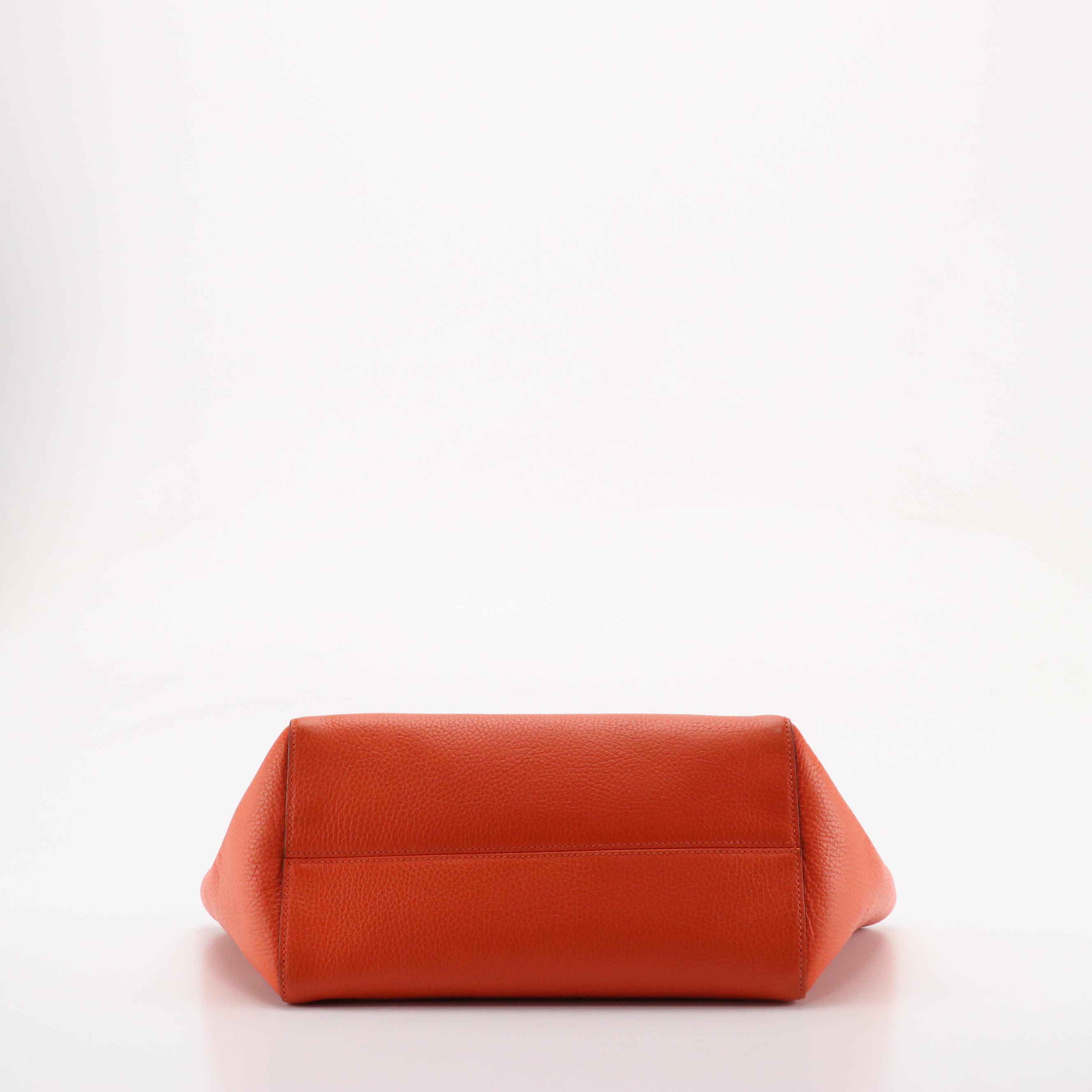 Gucci Swing Small Tote in Orange/Pink Pebbled Leather