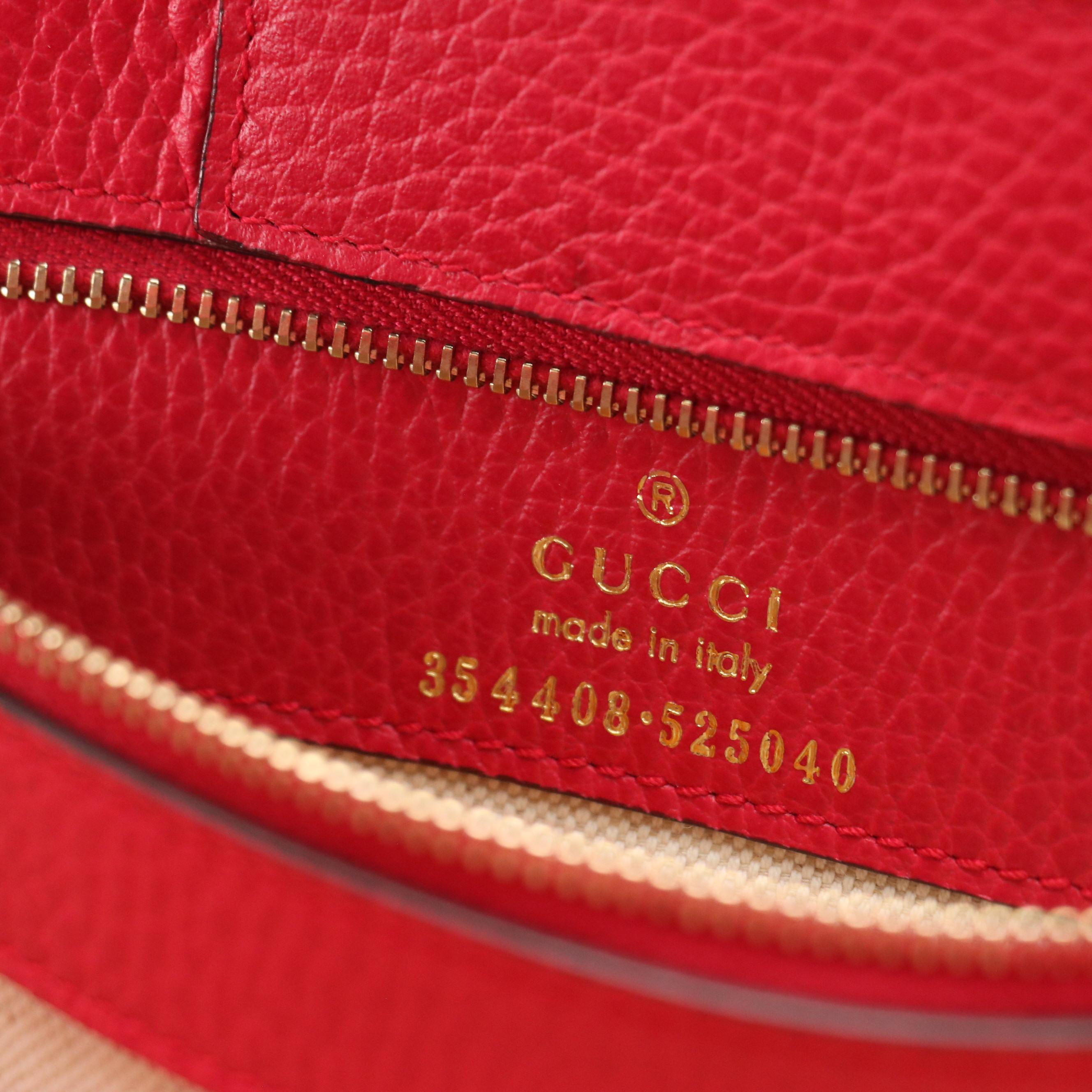 Gucci Swing Small Tote in Orange/Pink Pebbled Leather