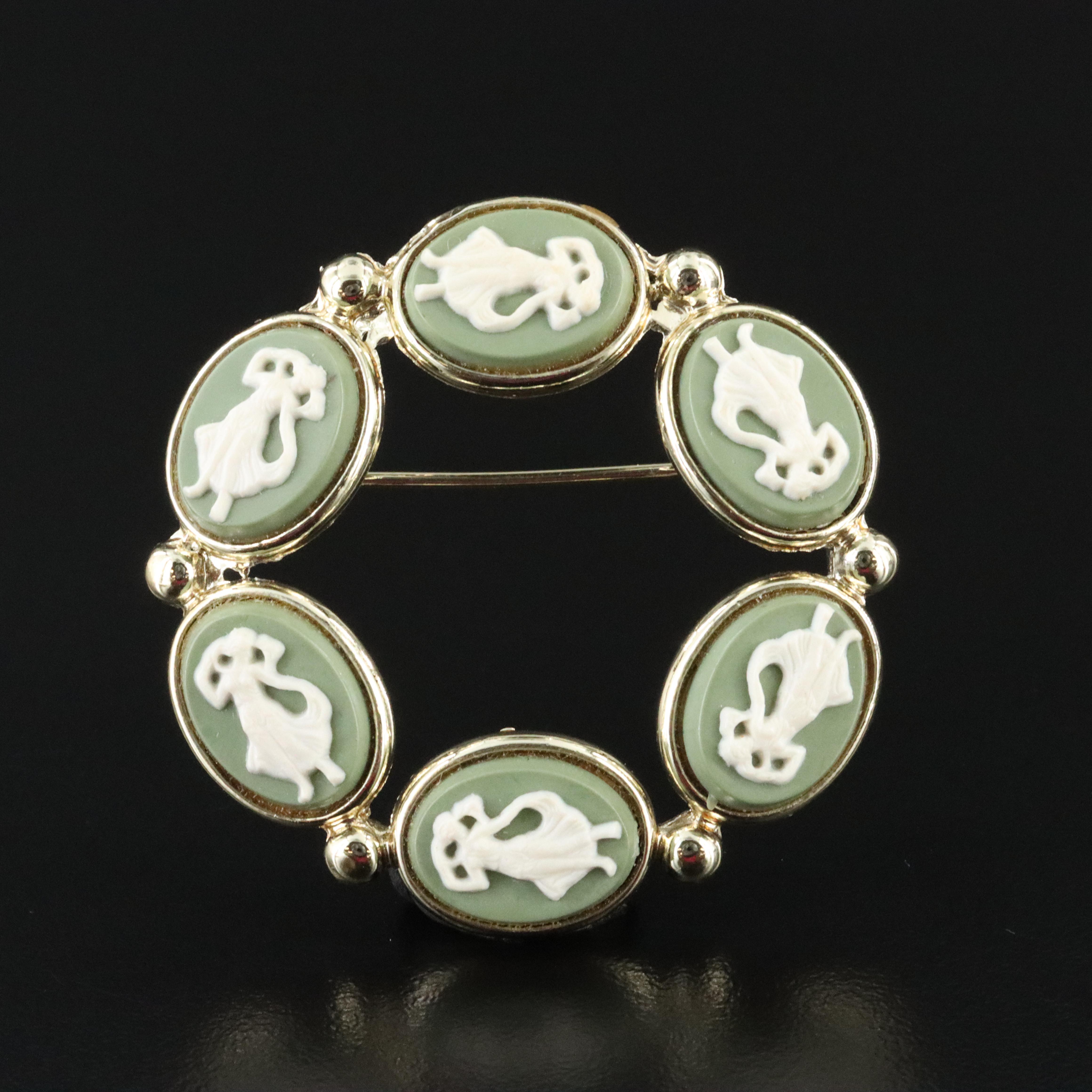 Imitation Jasperware Cameo Brooch