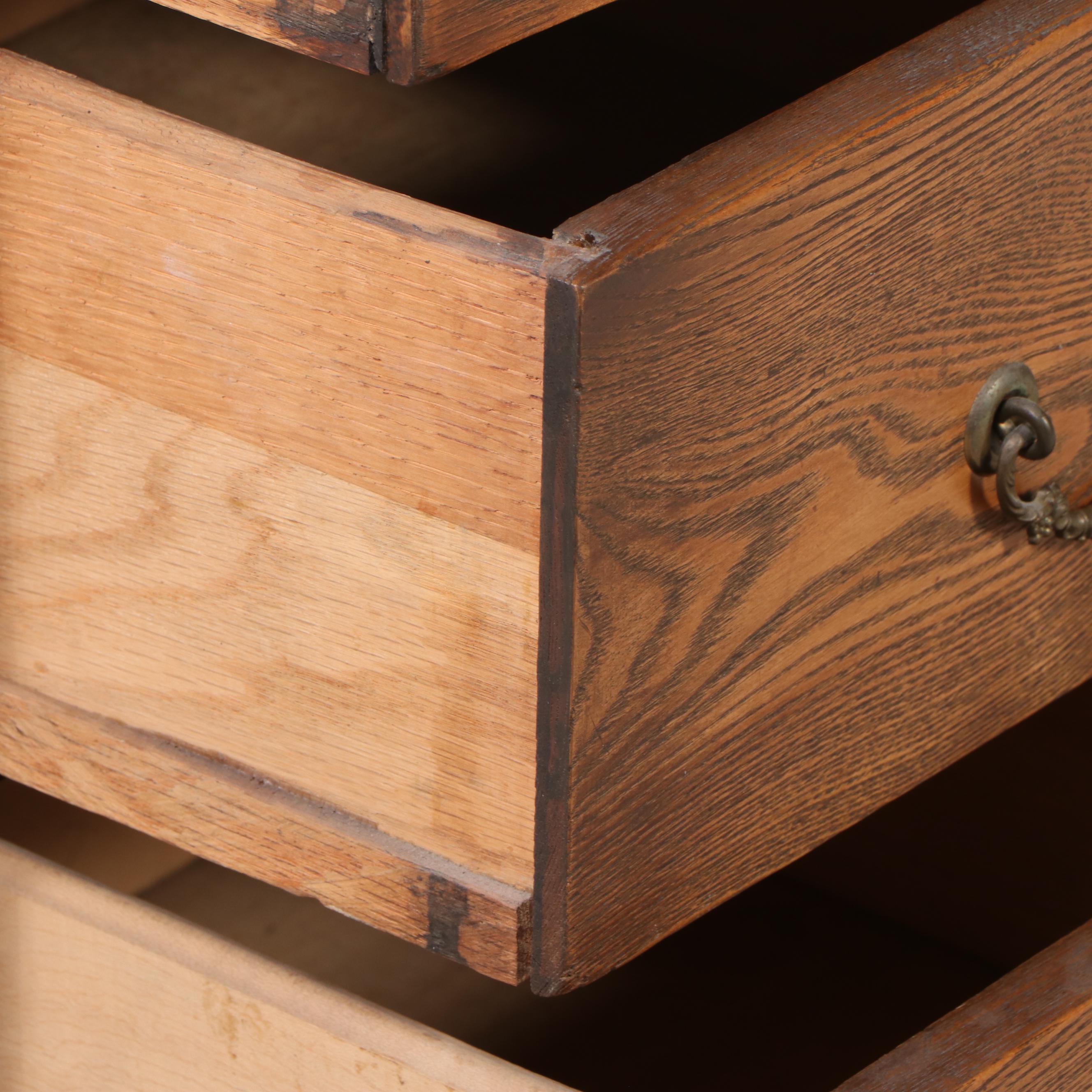 Victorian Quarter Sawn Oak Washstand with Serpentine Front