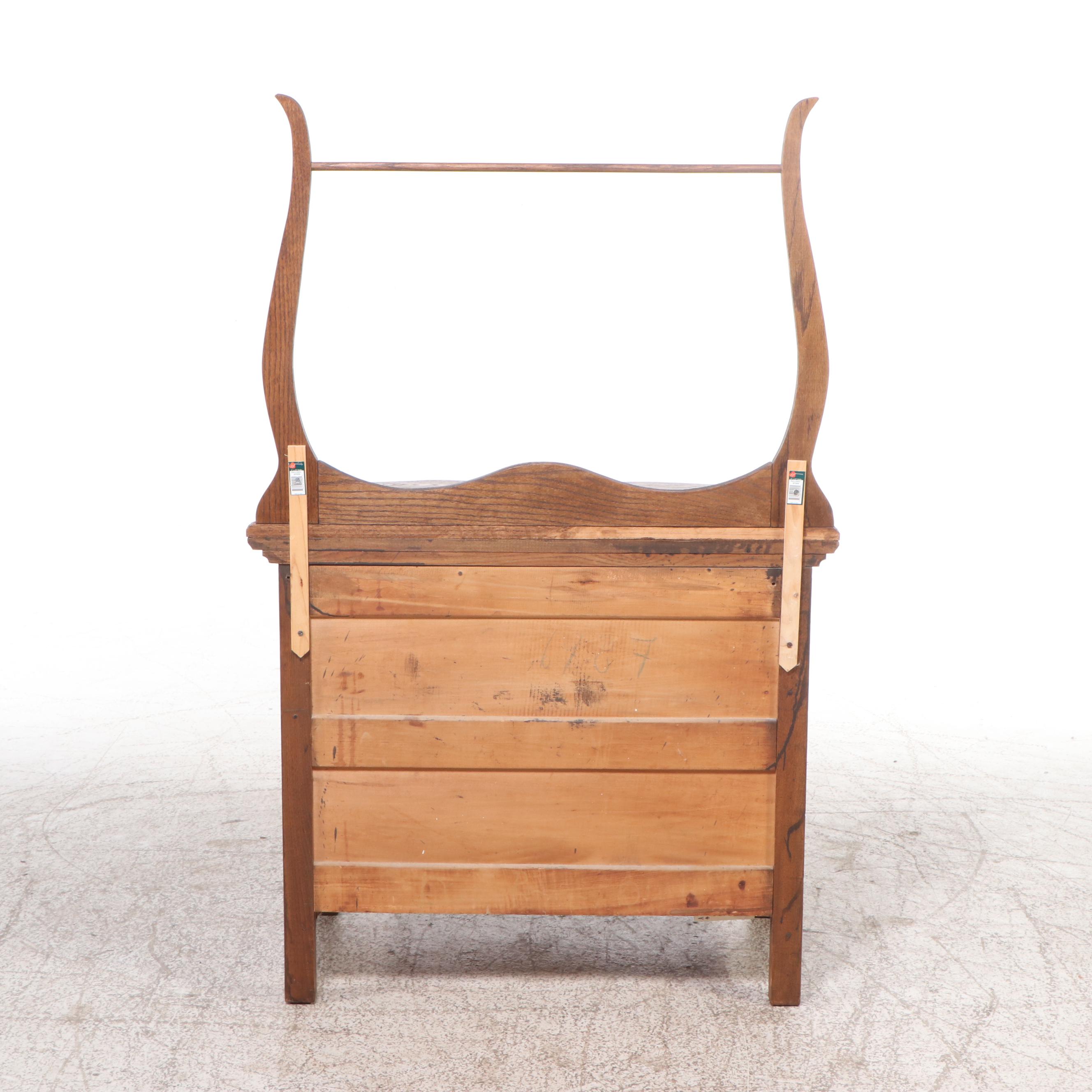 Victorian Quarter Sawn Oak Washstand with Serpentine Front