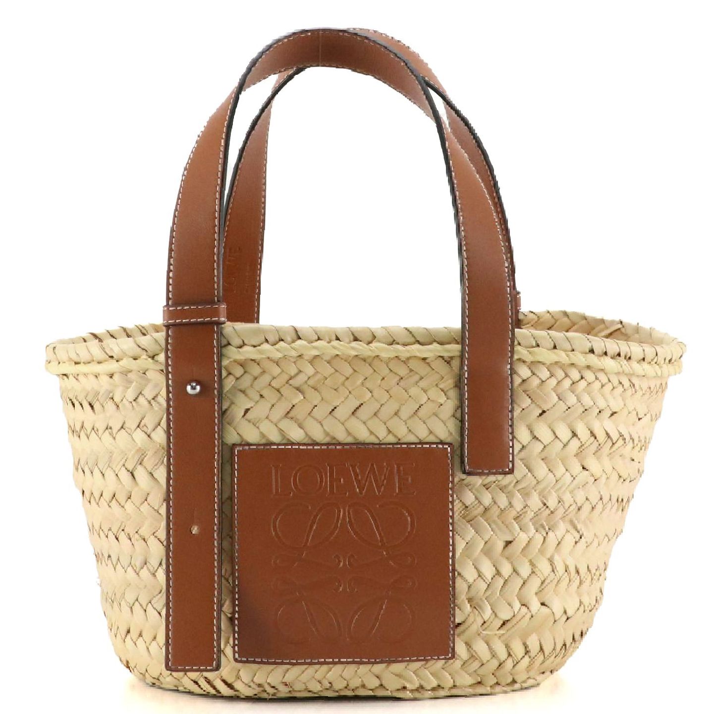 Loewe Small Anagram Basket Bag in Woven Palm Leaf and Leather Trim