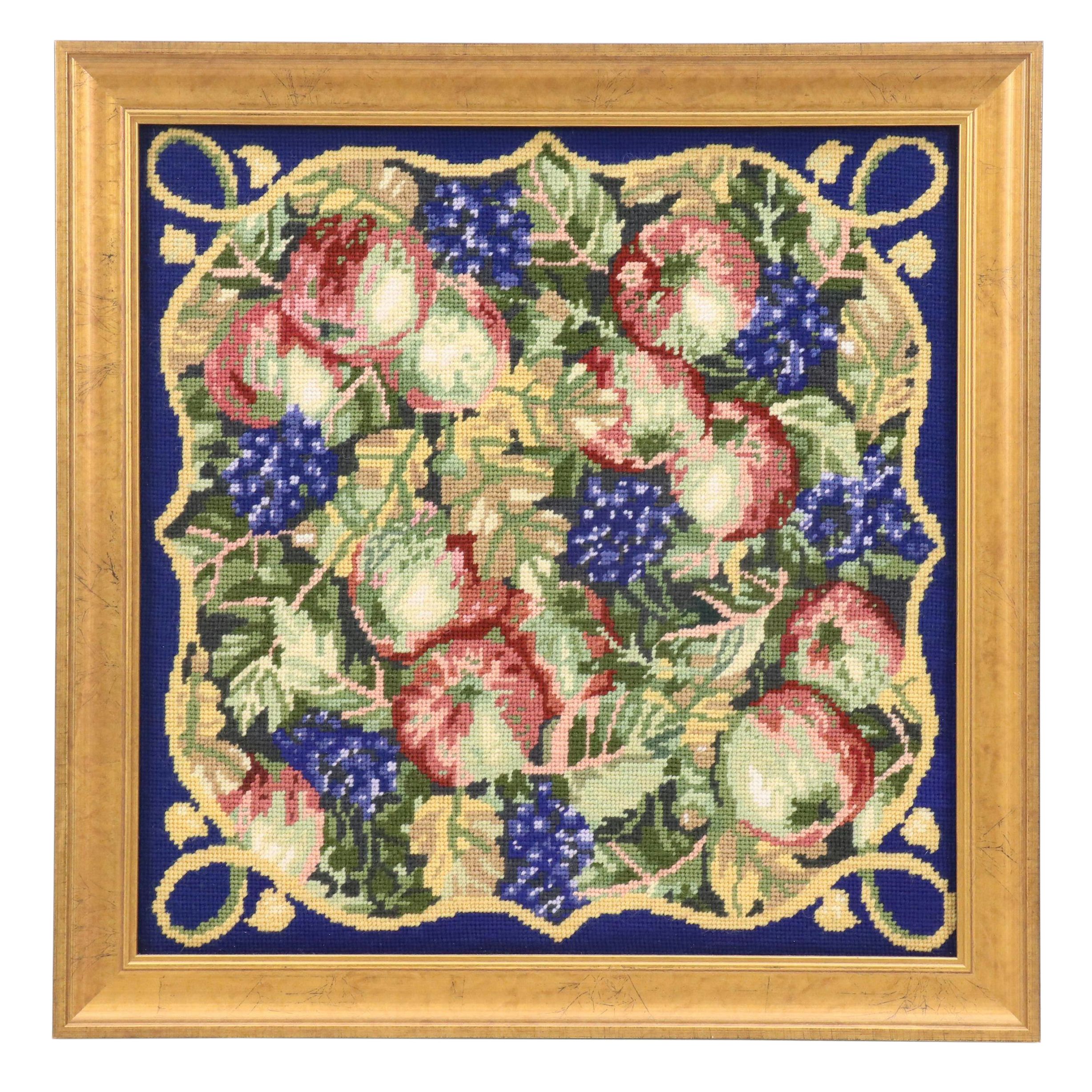 Kathleen Graf Apple and Grapevine Needlepoint Panel "Windfalls"