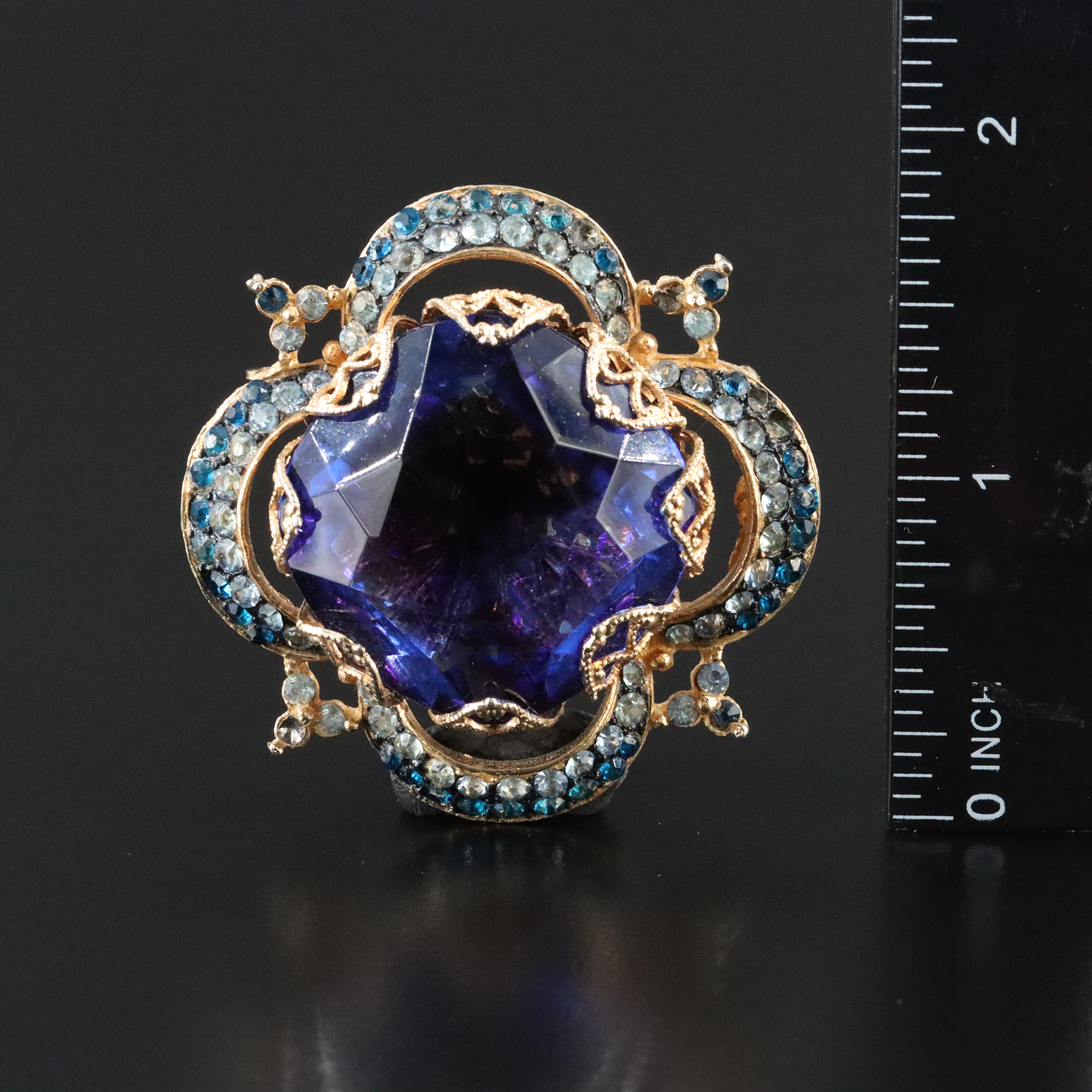 Corocraft Rhinestone and Glass Brooch