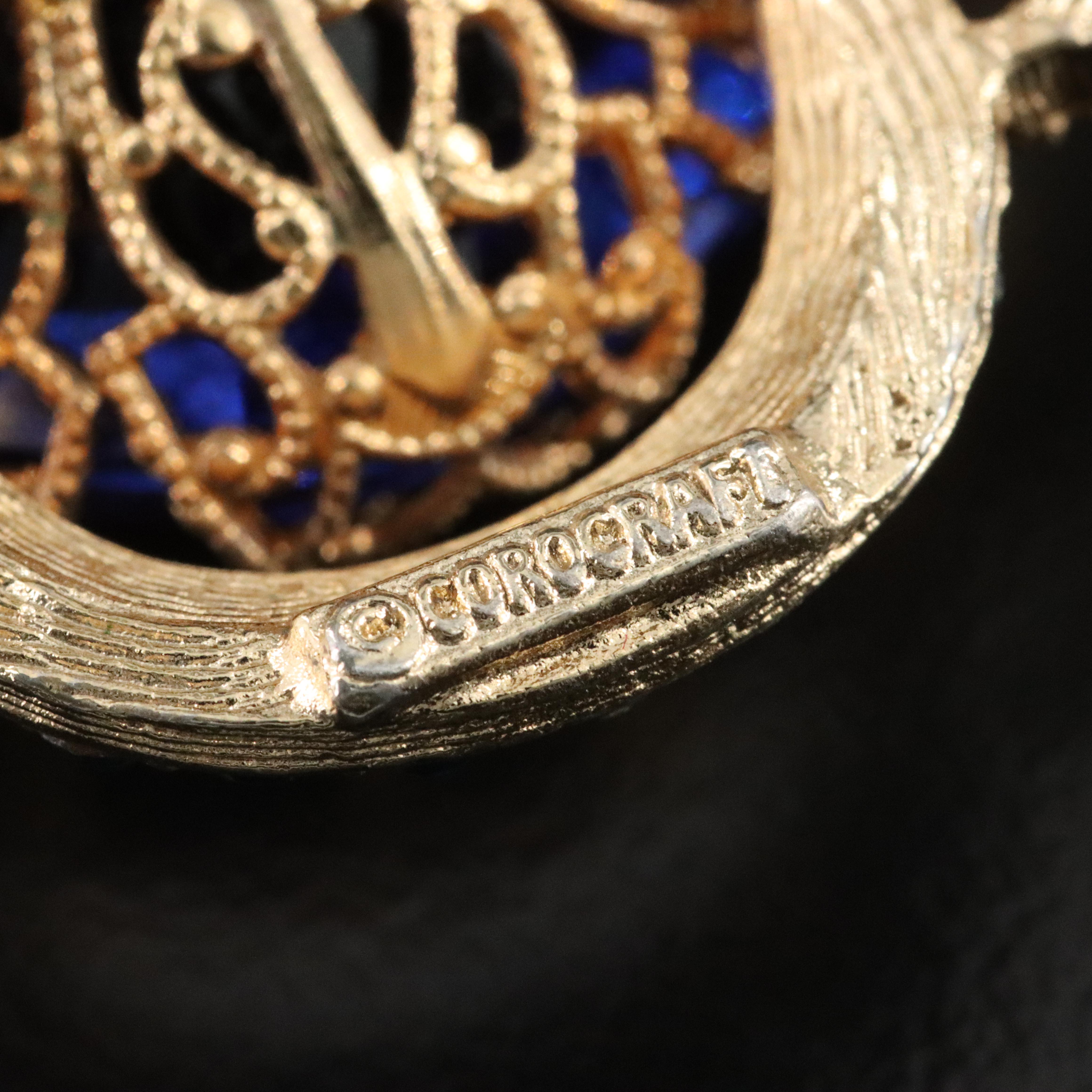 Corocraft Rhinestone and Glass Brooch