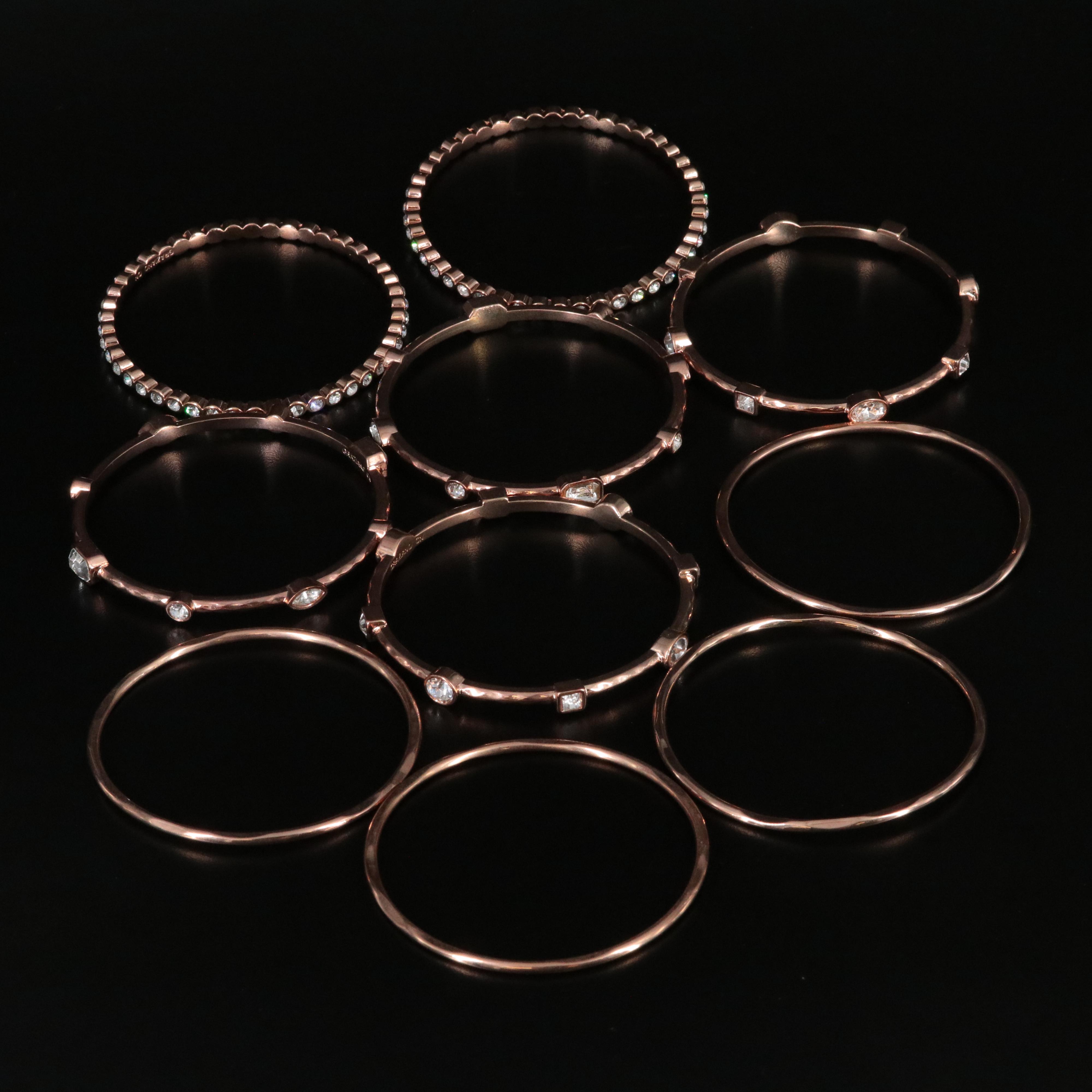 Graziano Rose Tone Rhinestone Bangles