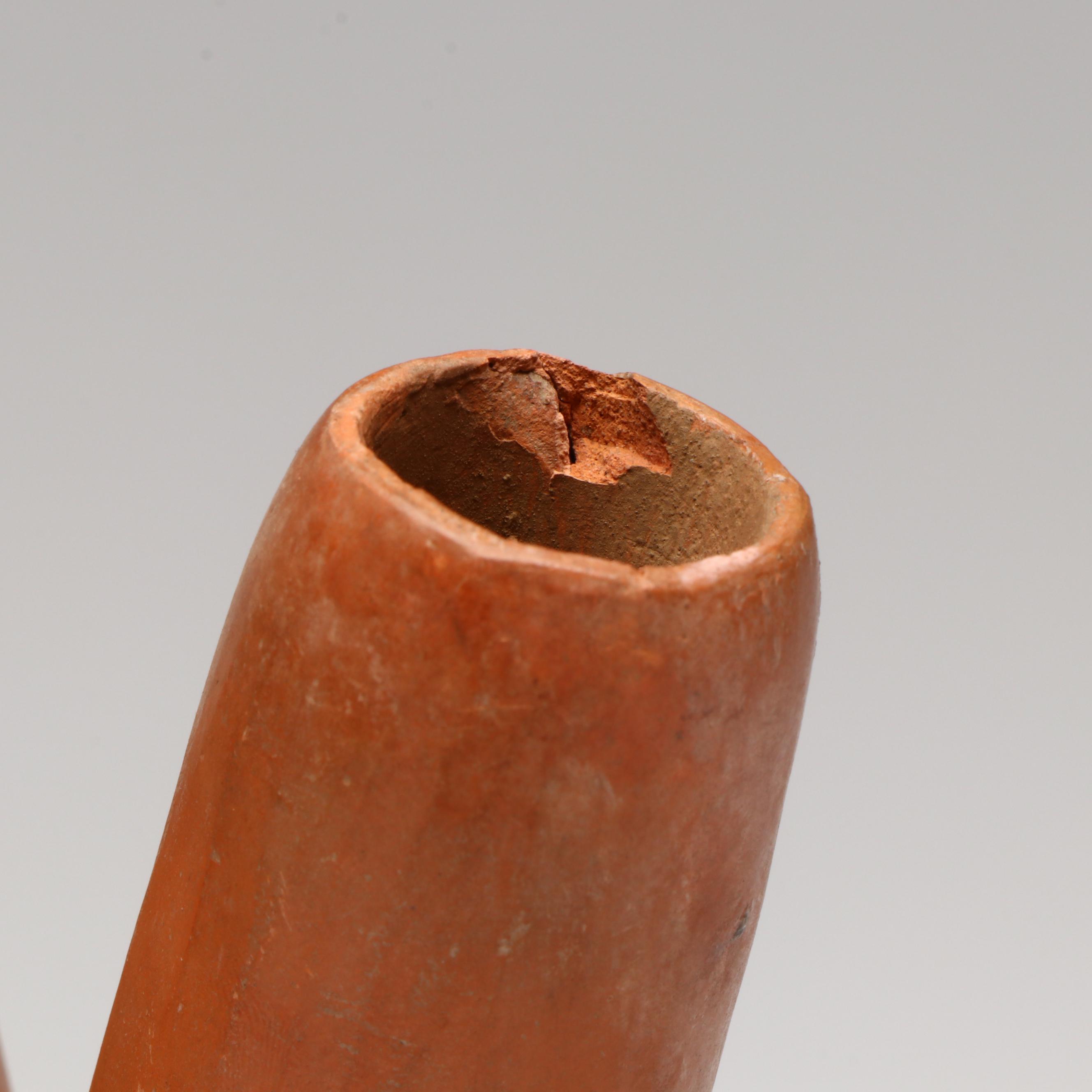 Moche Polychrome Pottery Male Stirrup Vessel, Circa 450–550 CE